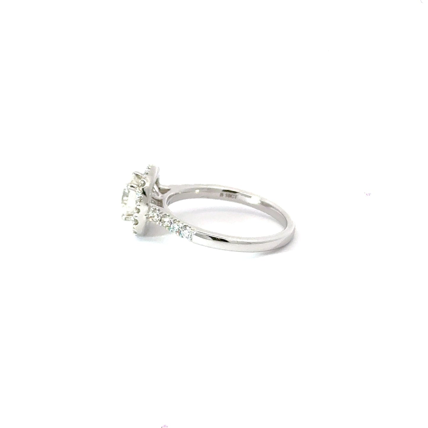 18CT White Gold Halo Diamond Ring Aces Jewellers