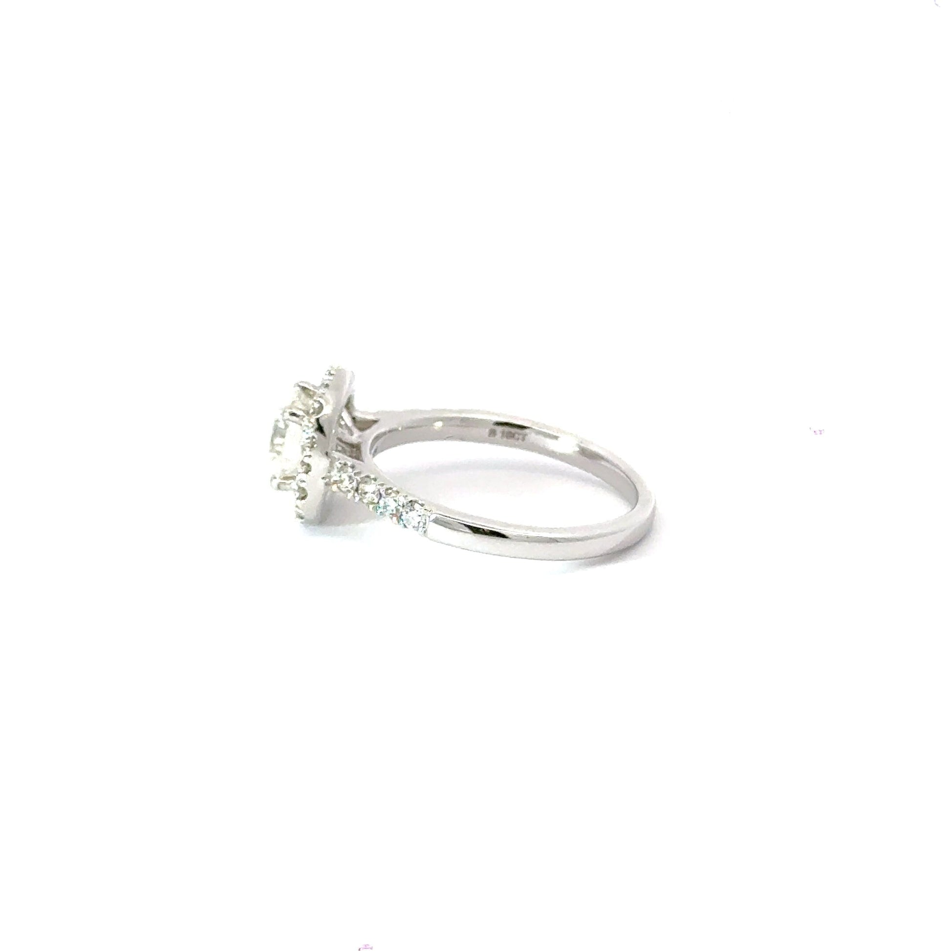 18CT White Gold Halo Diamond Ring Aces Jewellers