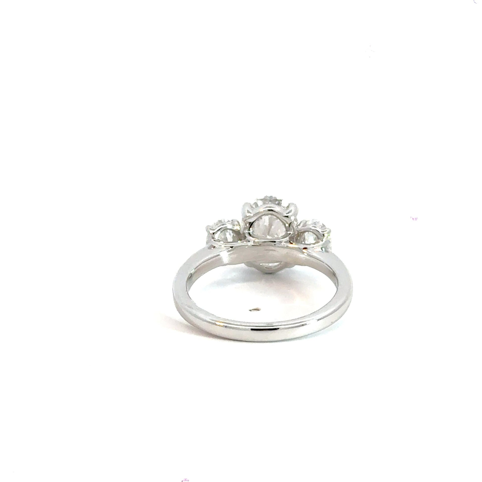 18CT White Gold Oval Trilogy Ring 3CT Lab Diamond Aces Jewellers