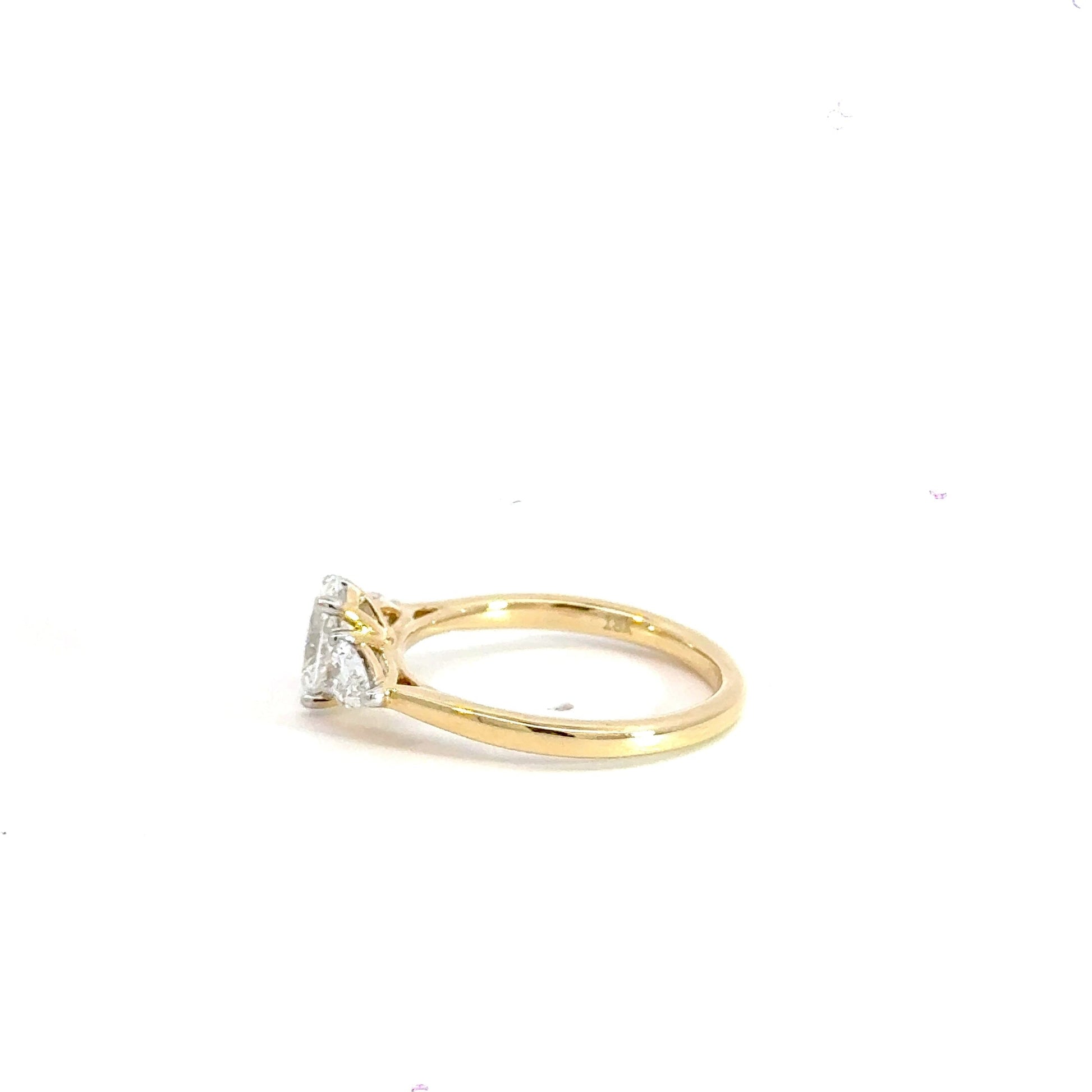 18CT Yellow Gold Oval Trilogy Ring 1.16CT Lab Diamond Aces Jewellers
