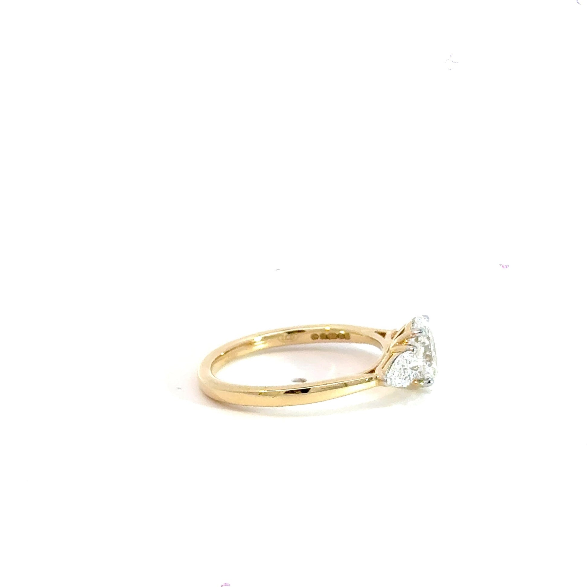 18CT Yellow Gold Oval Trilogy Ring 1.16CT Lab Diamond Aces Jewellers