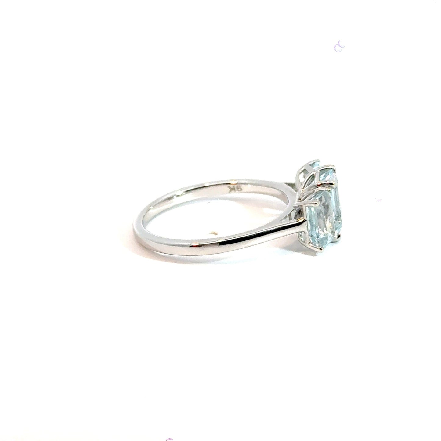 9CT White Gold Trilogy Aquamarine Ring Aces Jewellers