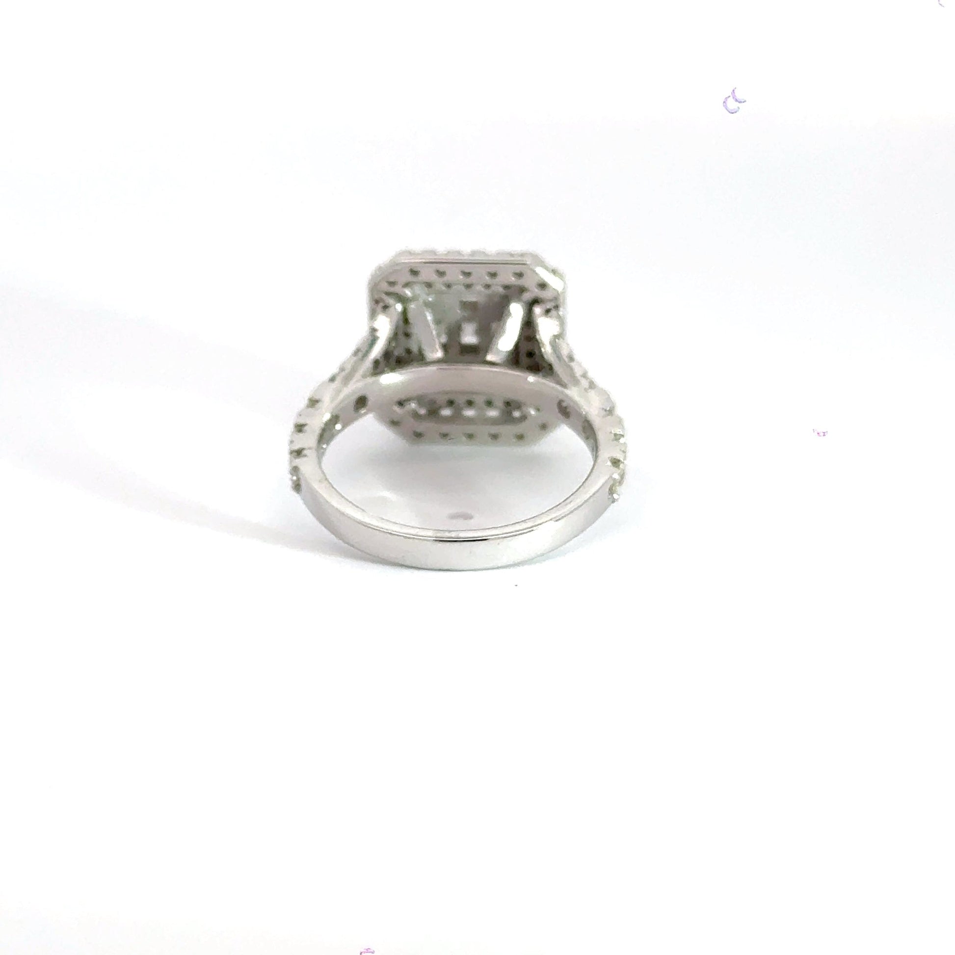 9CT White Gold Rectangle Halo Baguette Round Cut Diamond Ring Aces Jewellers