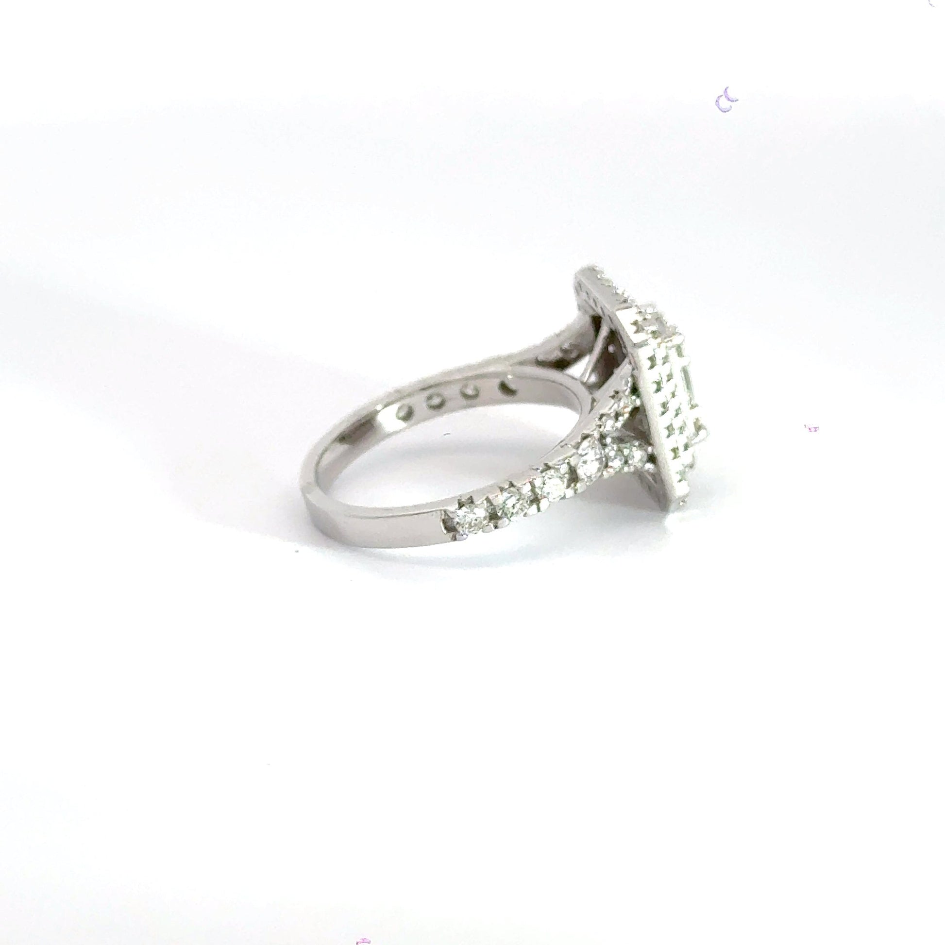 9CT White Gold Rectangle Halo Baguette Round Cut Diamond Ring Aces Jewellers