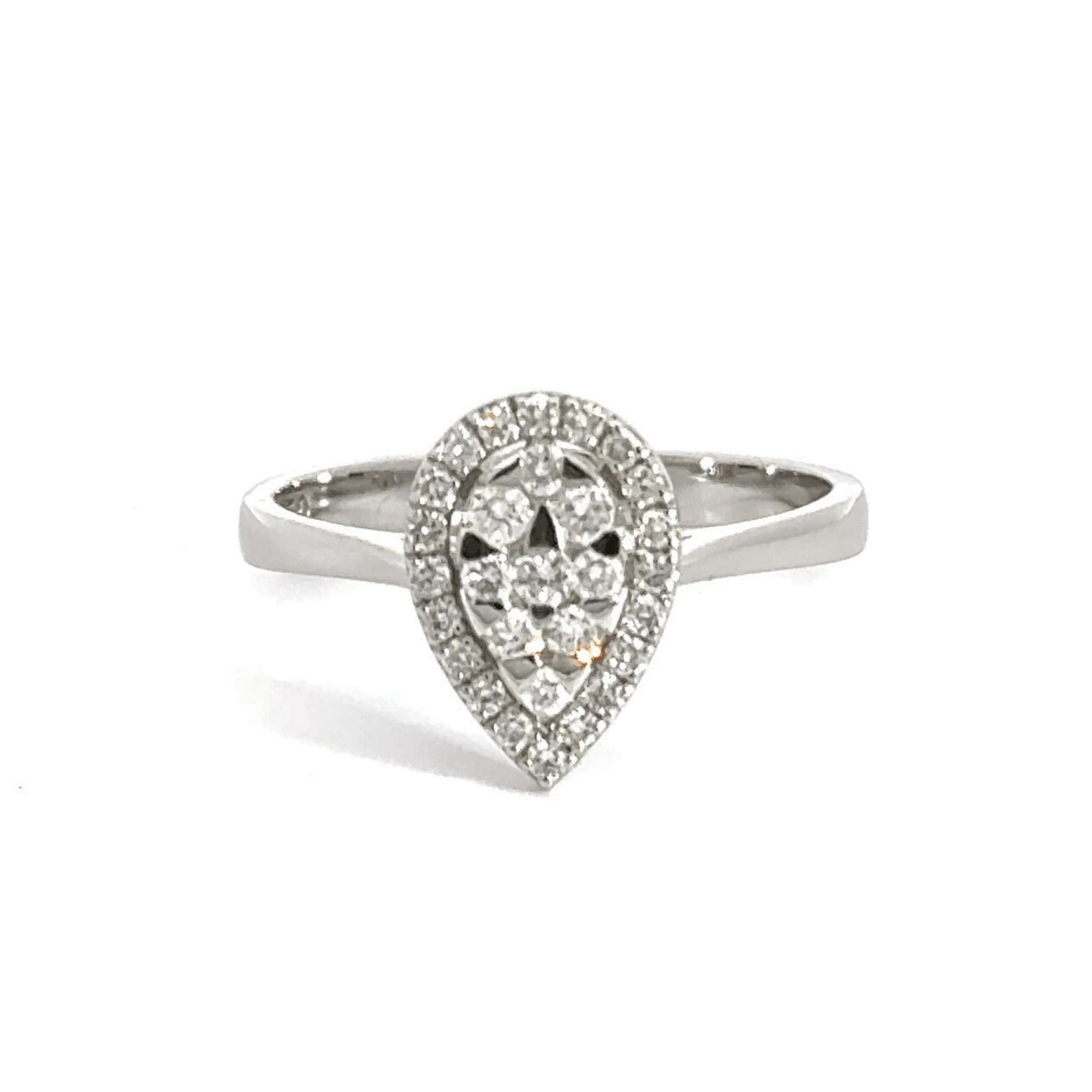 18CT White Gold Diamond Teardrop Ring Aces Jewellers