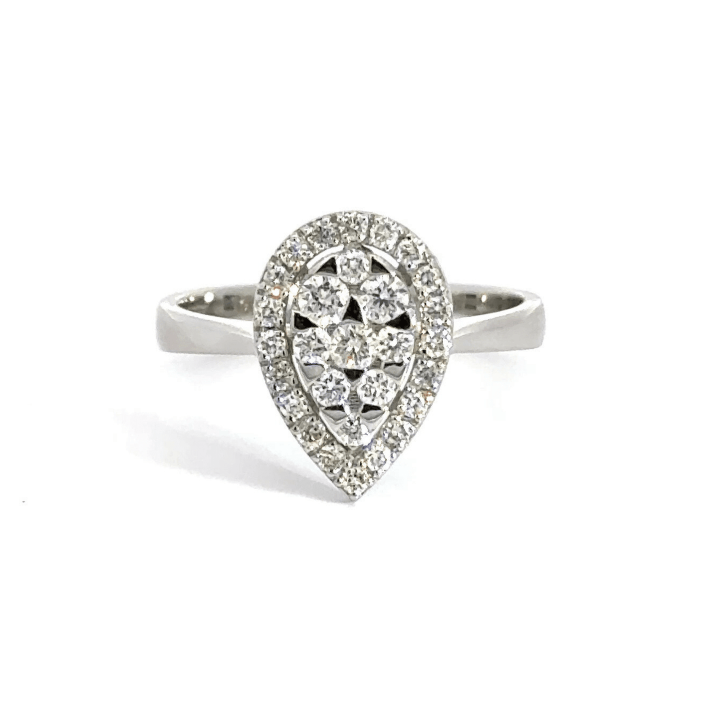 18CT White Gold Diamond Teardrop Ring Aces Jewellers