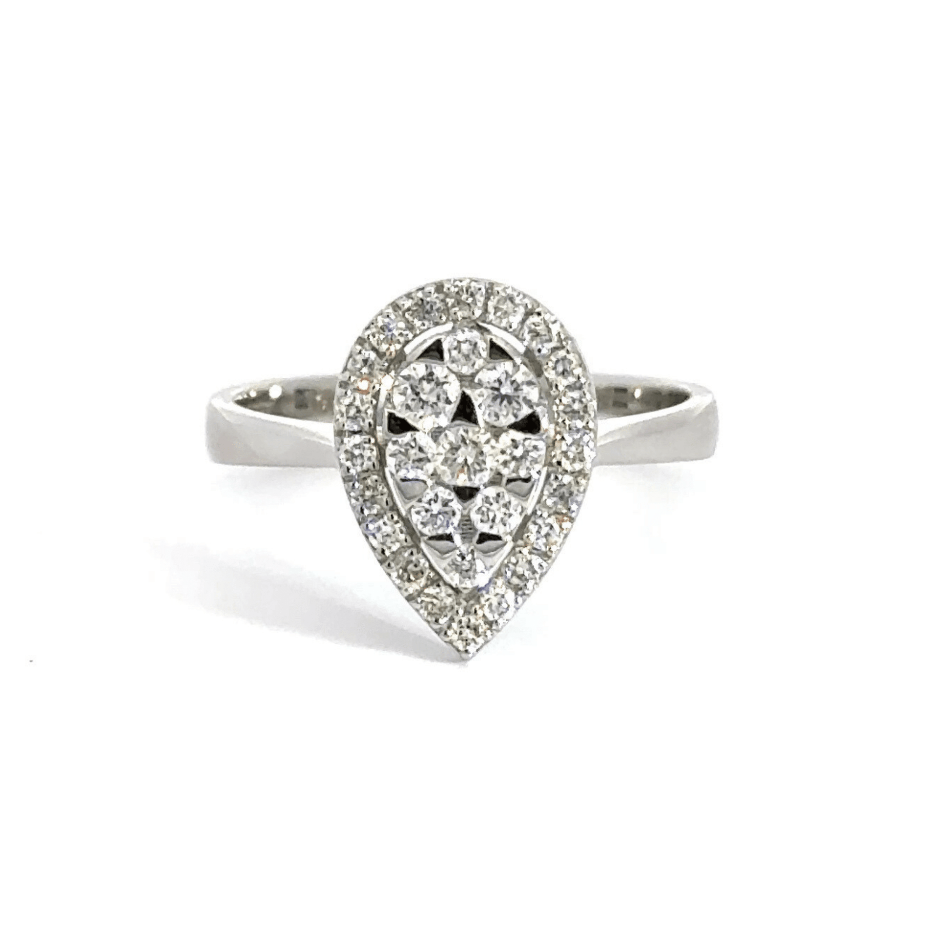 18CT White Gold Diamond Teardrop Ring Aces Jewellers