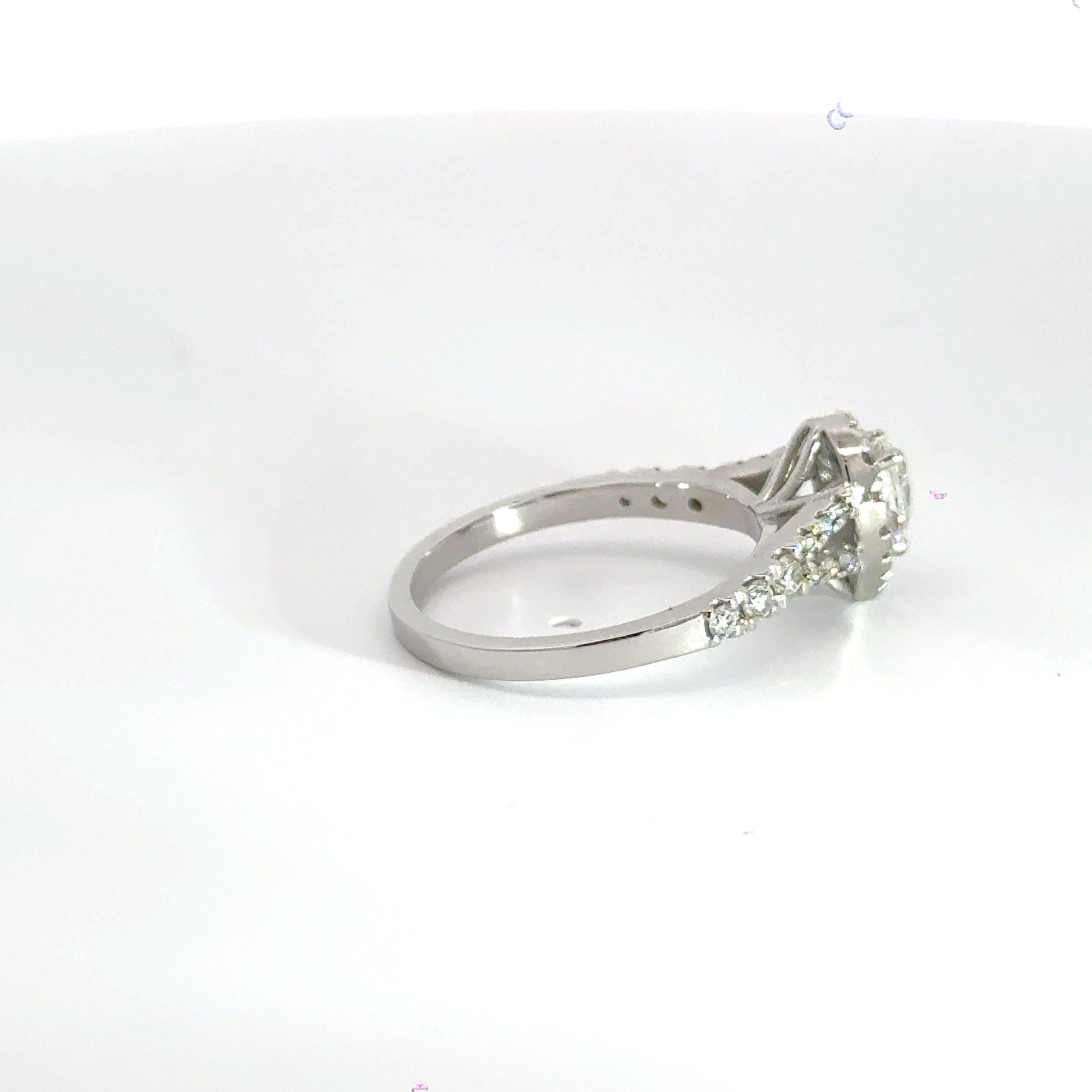 Platinum Diamond Teardrop Split Shoulder Halo Ring Aces Jewellers
