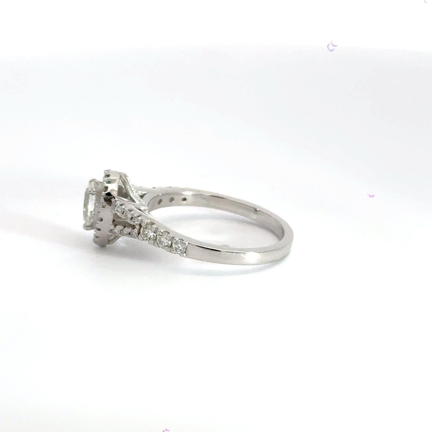 Platinum Diamond Teardrop Split Shoulder Halo Ring Aces Jewellers
