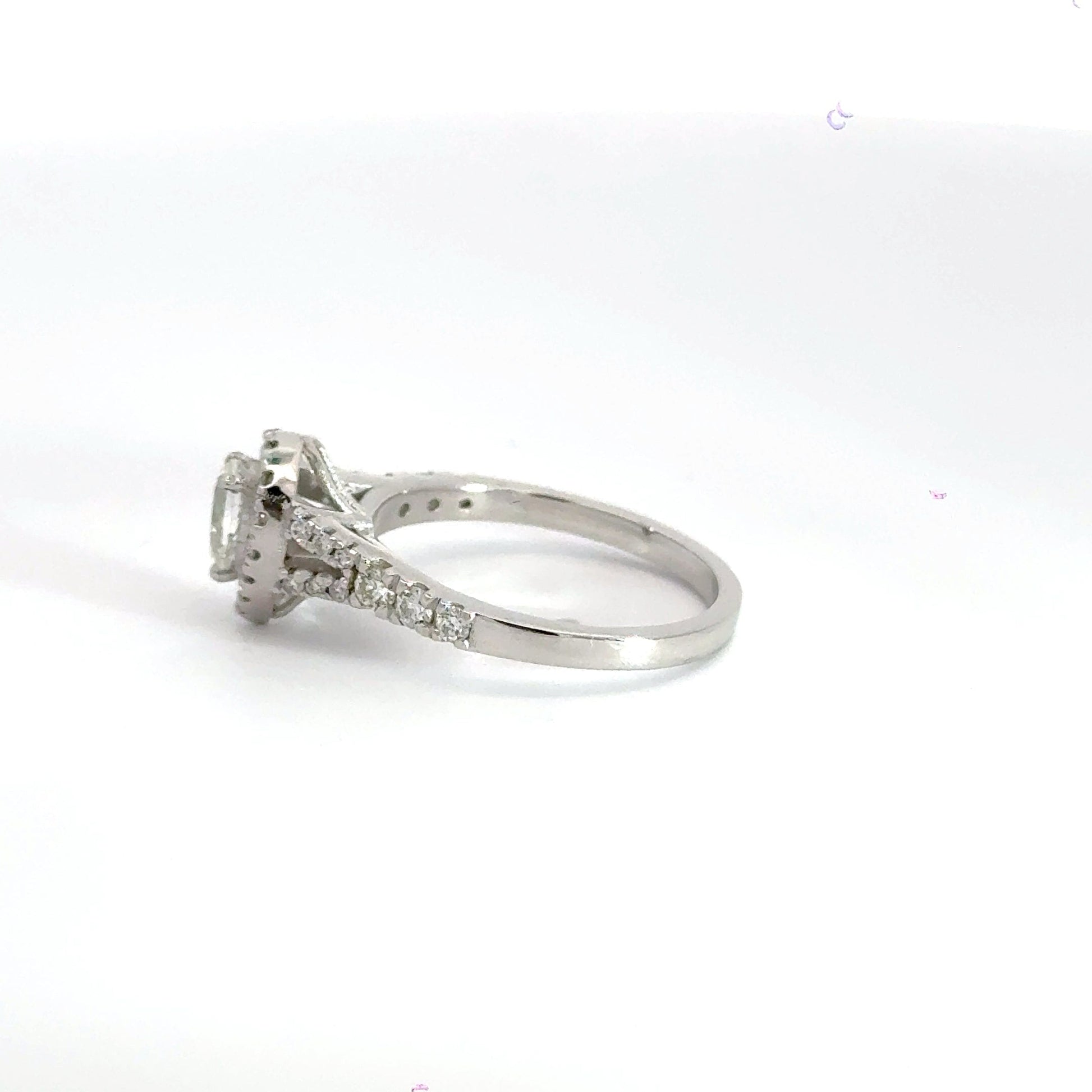 Platinum Diamond Teardrop Split Shoulder Halo Ring Aces Jewellers