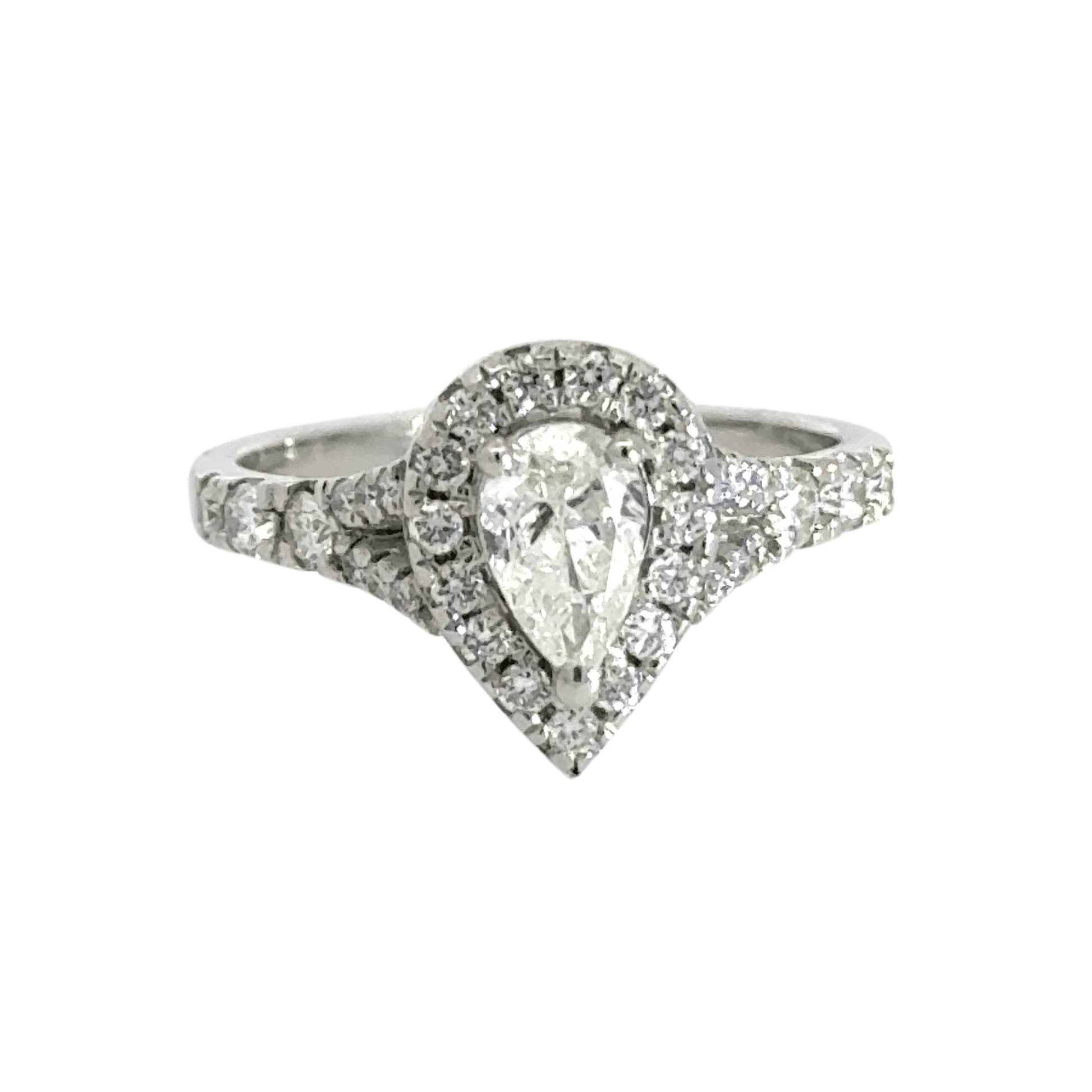 Platinum Diamond Teardrop Ring Halo Aces Jewellers