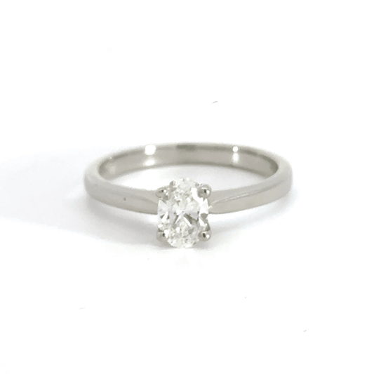 Platinum Oval Solitaire Diamond Ring Aces Jewellers