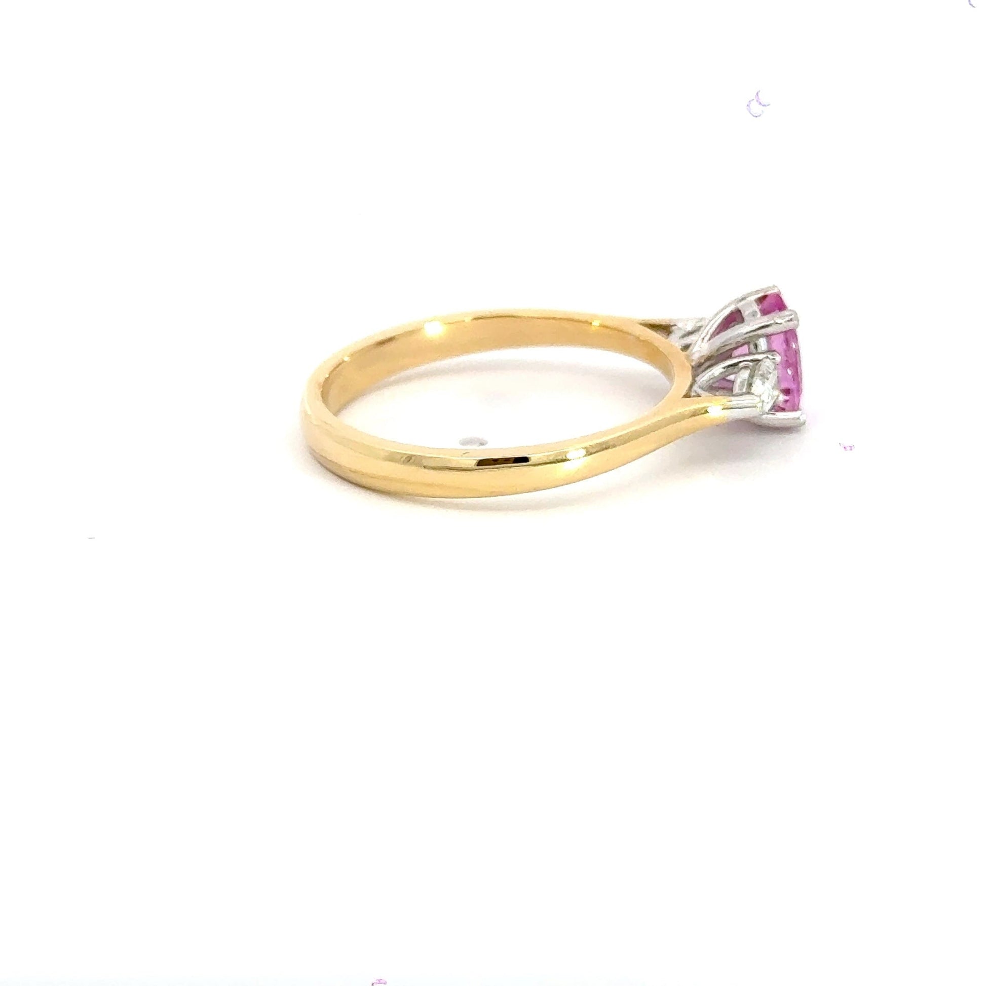 18CT Gold 0.70CT Lab Pink Sapphire Diamond Ring Aces Jewellers