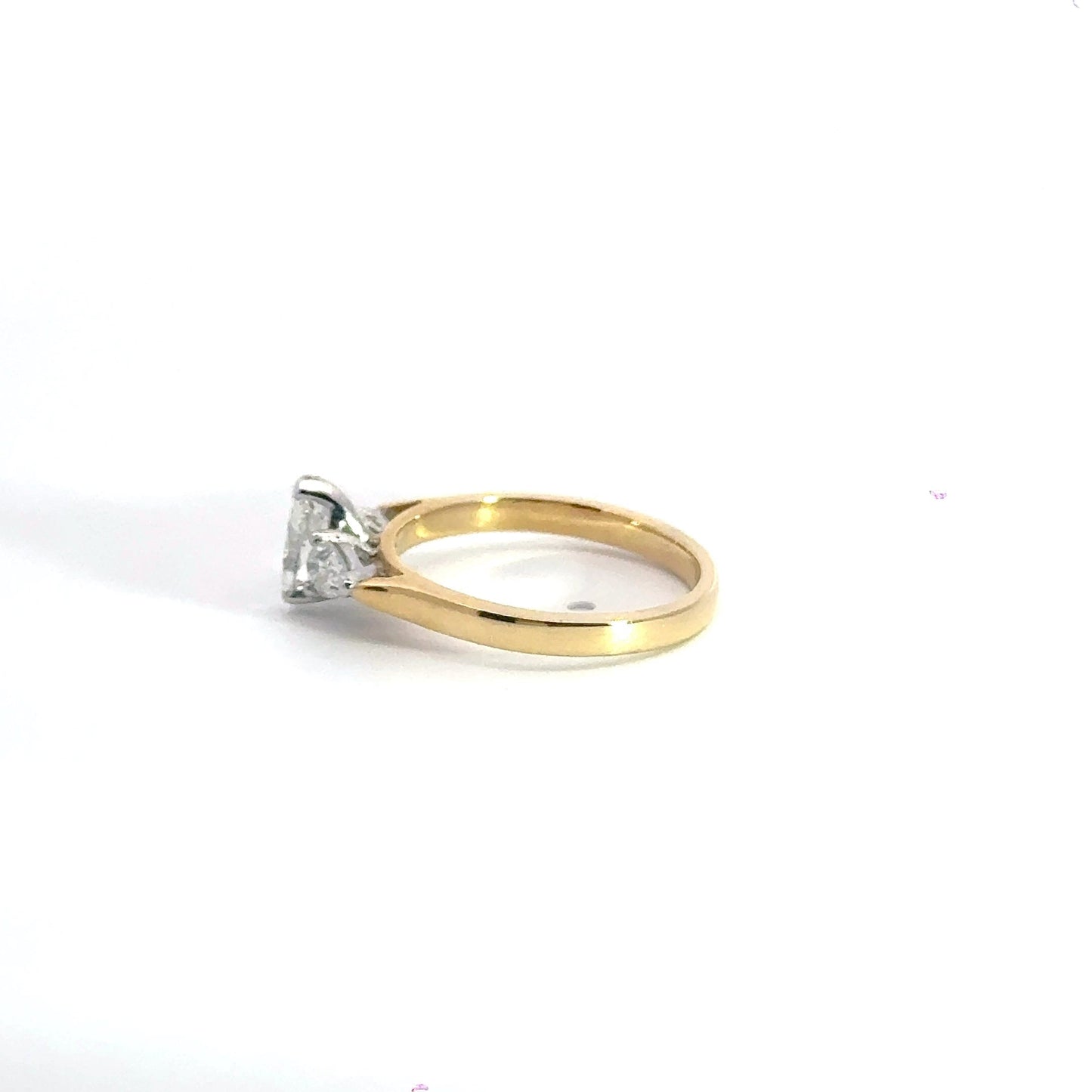 18CT Yellow Gold Diamond Teardrop Trilogy Ring Aces Jewellers