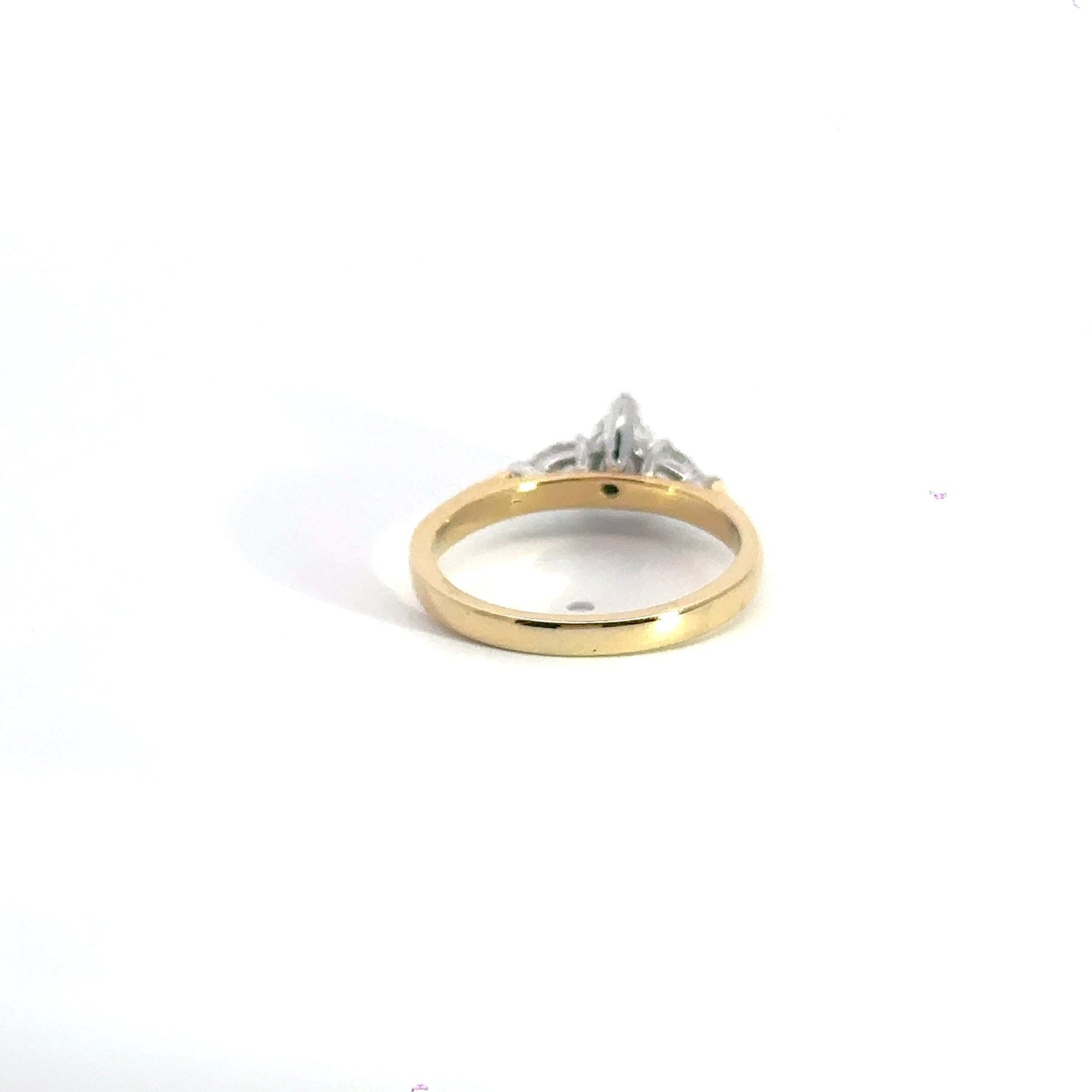 18CT Yellow Gold Diamond Teardrop Trilogy Ring Aces Jewellers