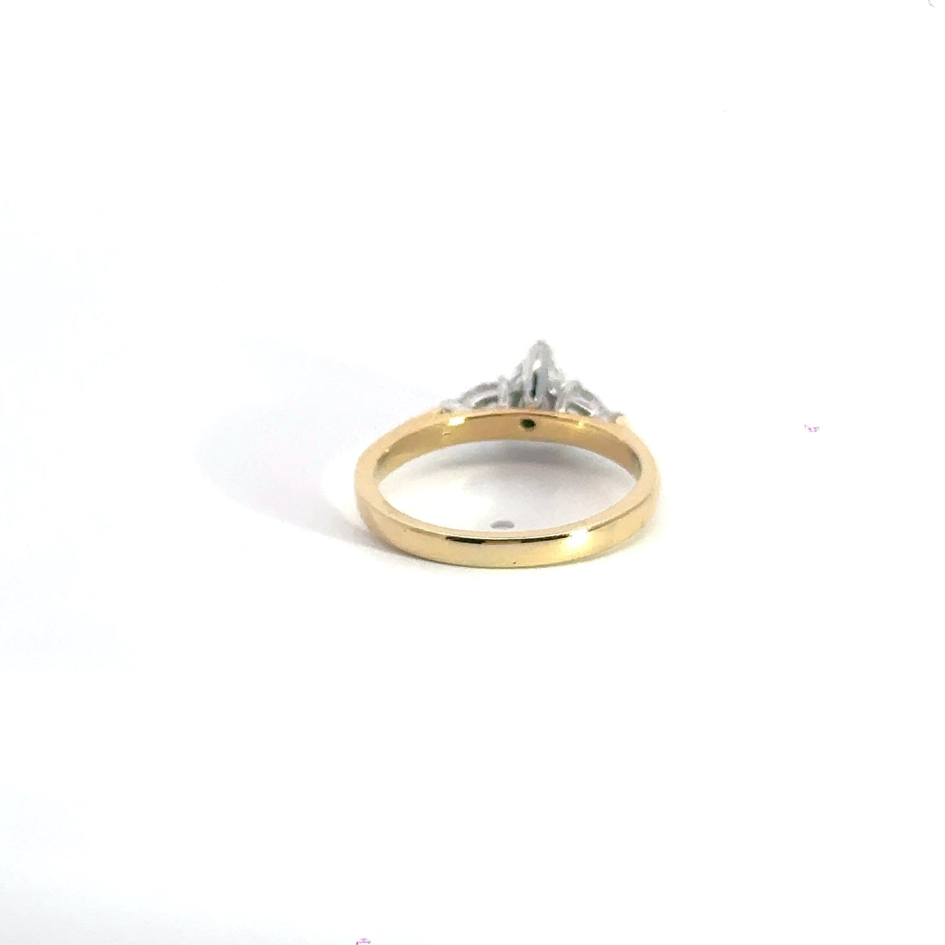 18CT Yellow Gold Diamond Teardrop Trilogy Ring Aces Jewellers