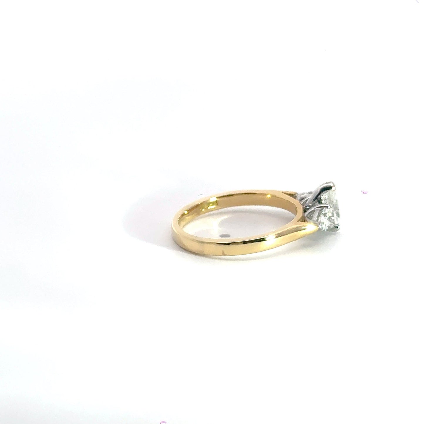 18CT Yellow Gold Diamond Teardrop Trilogy Ring Aces Jewellers