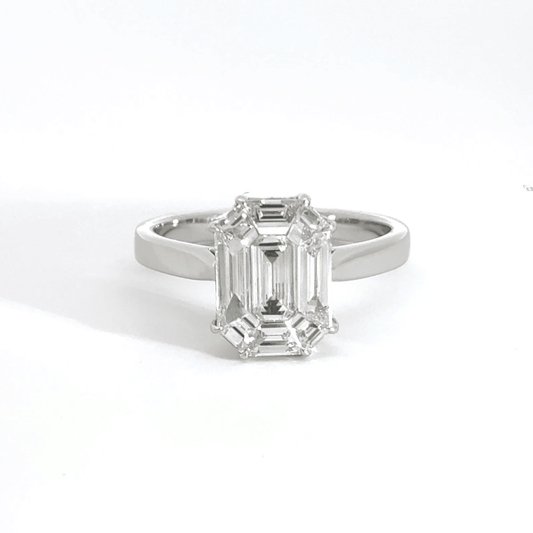 18CT White Gold Emerald Cut Solitaire Diamond Ring Aces Jewellers