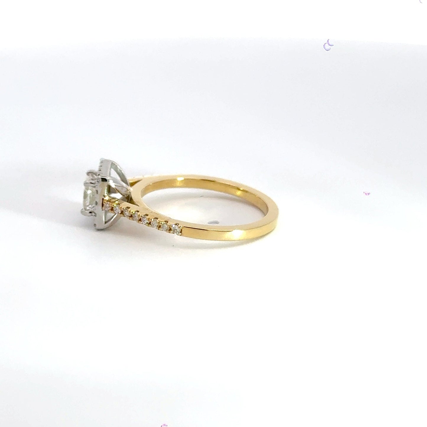 18CT Yellow Gold Princess Cut Halo Diamond Ring Aces Jewellers