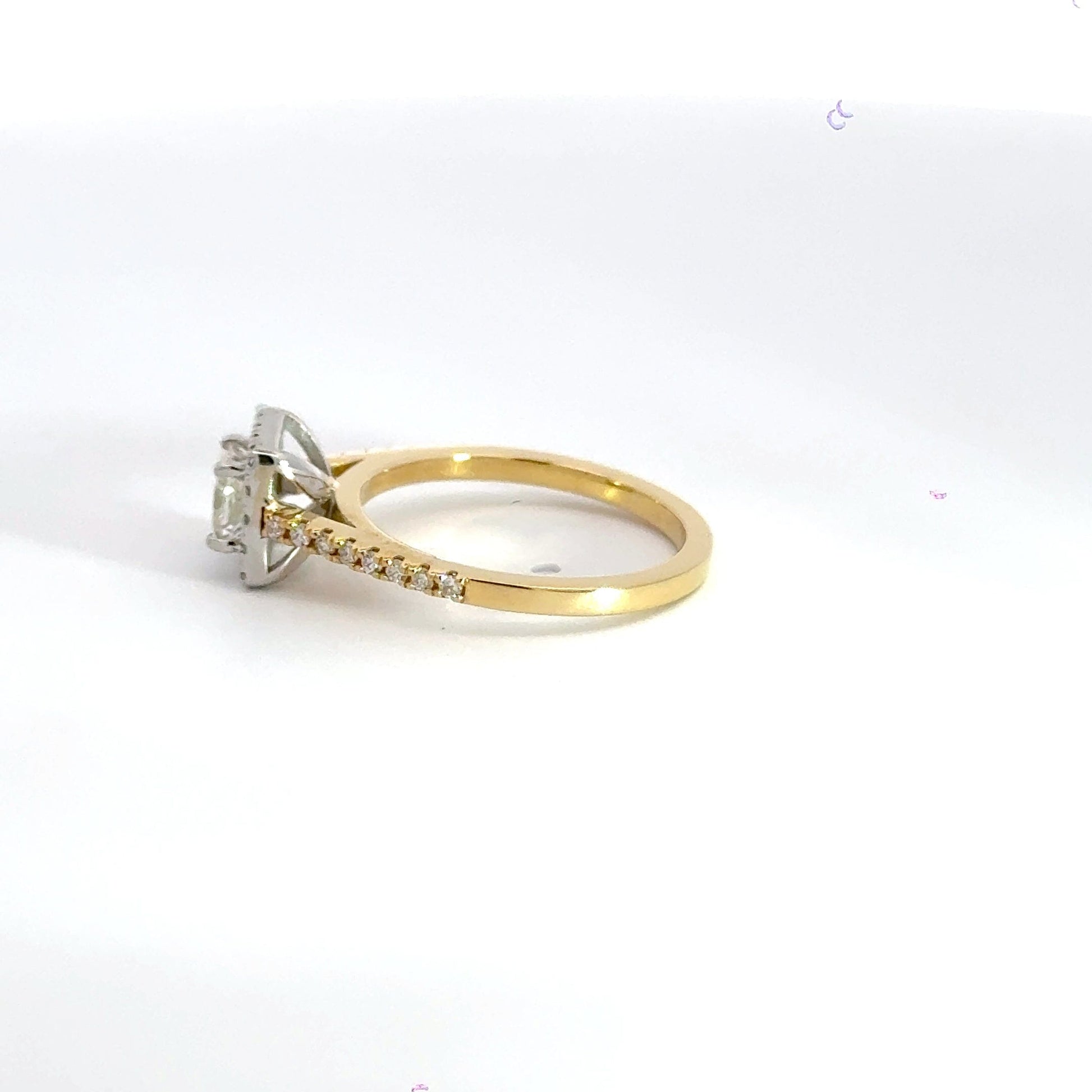 18CT Yellow Gold Princess Cut Halo Diamond Ring Aces Jewellers