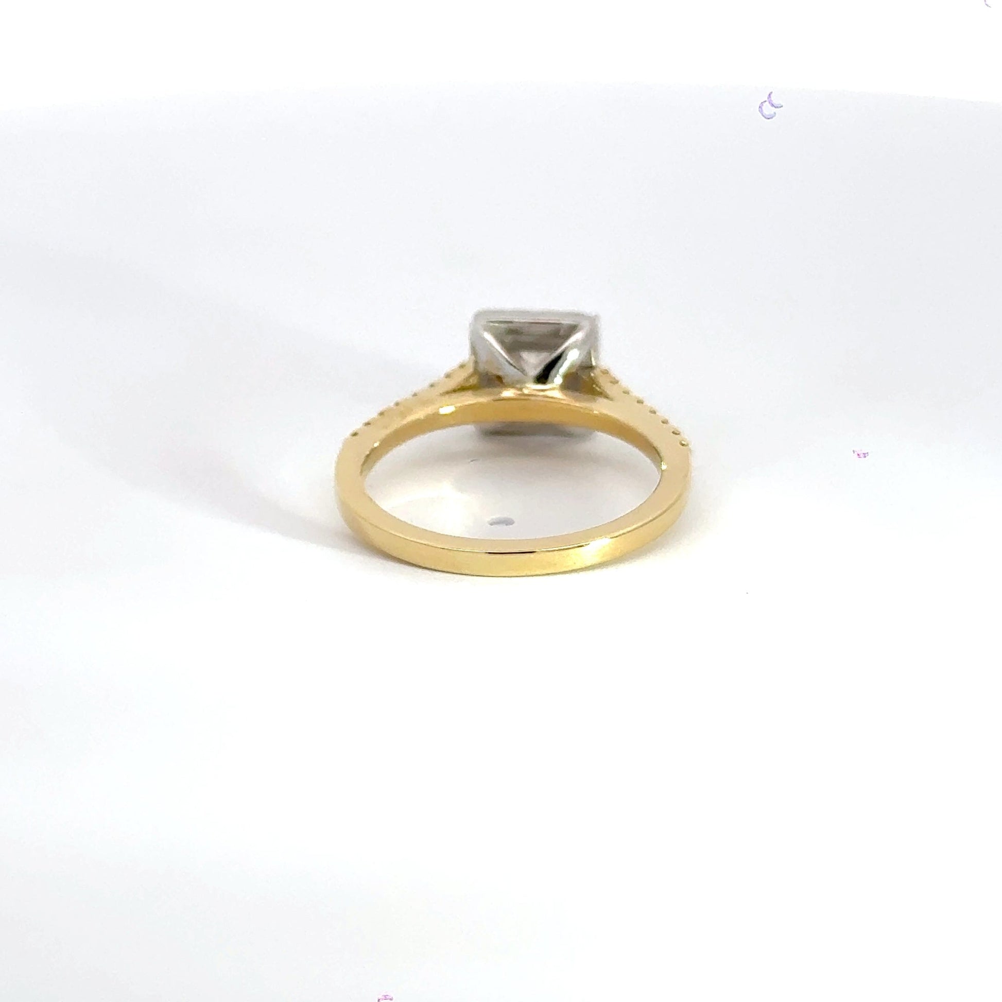 18CT Yellow Gold Princess Cut Halo Diamond Ring Aces Jewellers