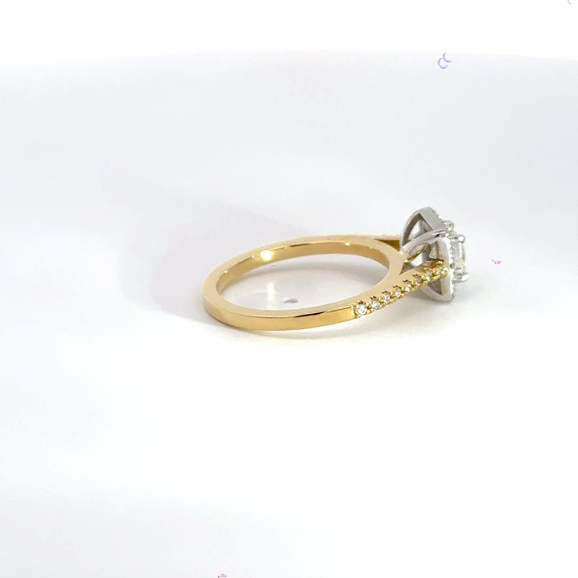 18CT Yellow Gold Princess Cut Halo Diamond Ring Aces Jewellers