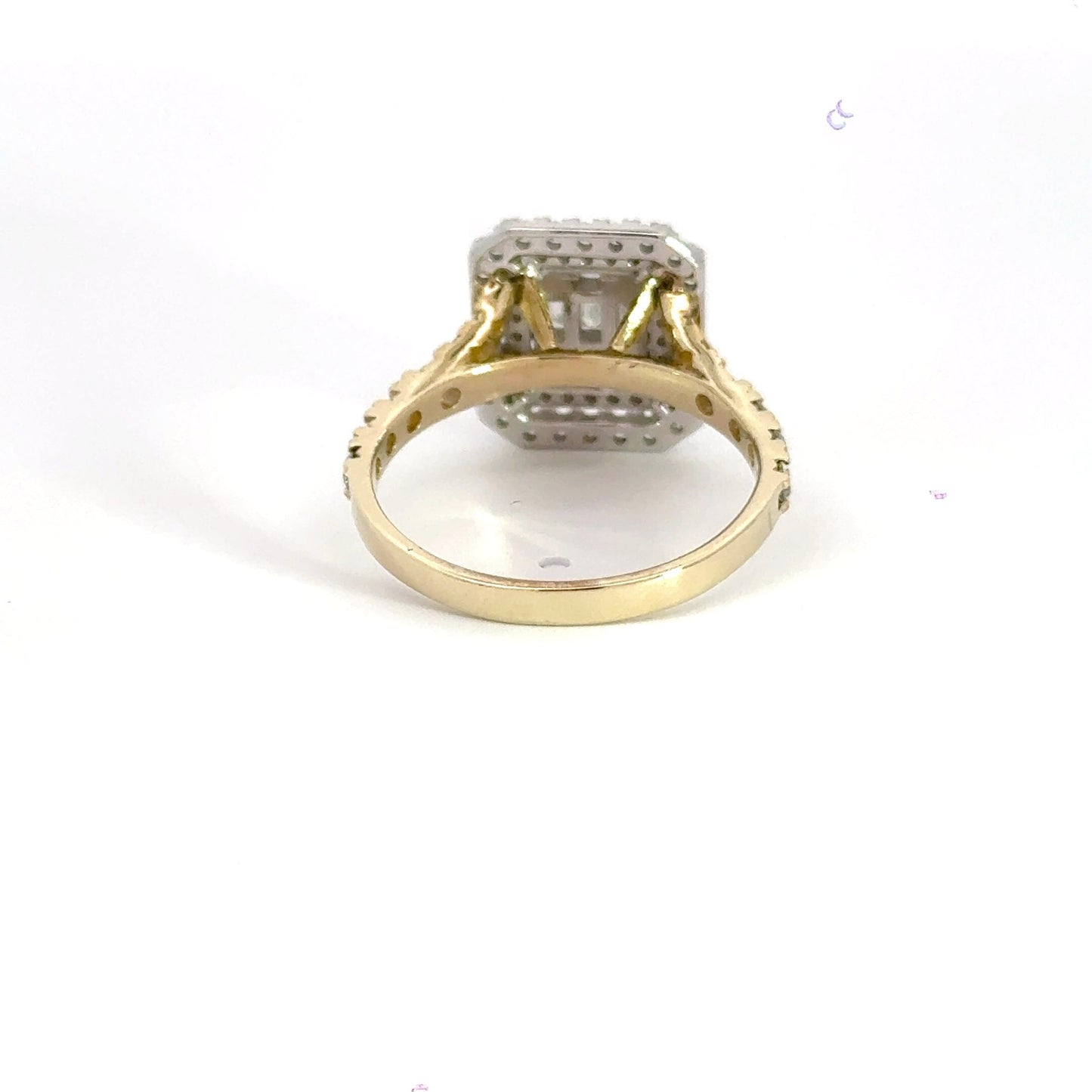 9CT Yellow Gold Halo Rectangle Baguette Diamond Ring Aces Jewellers