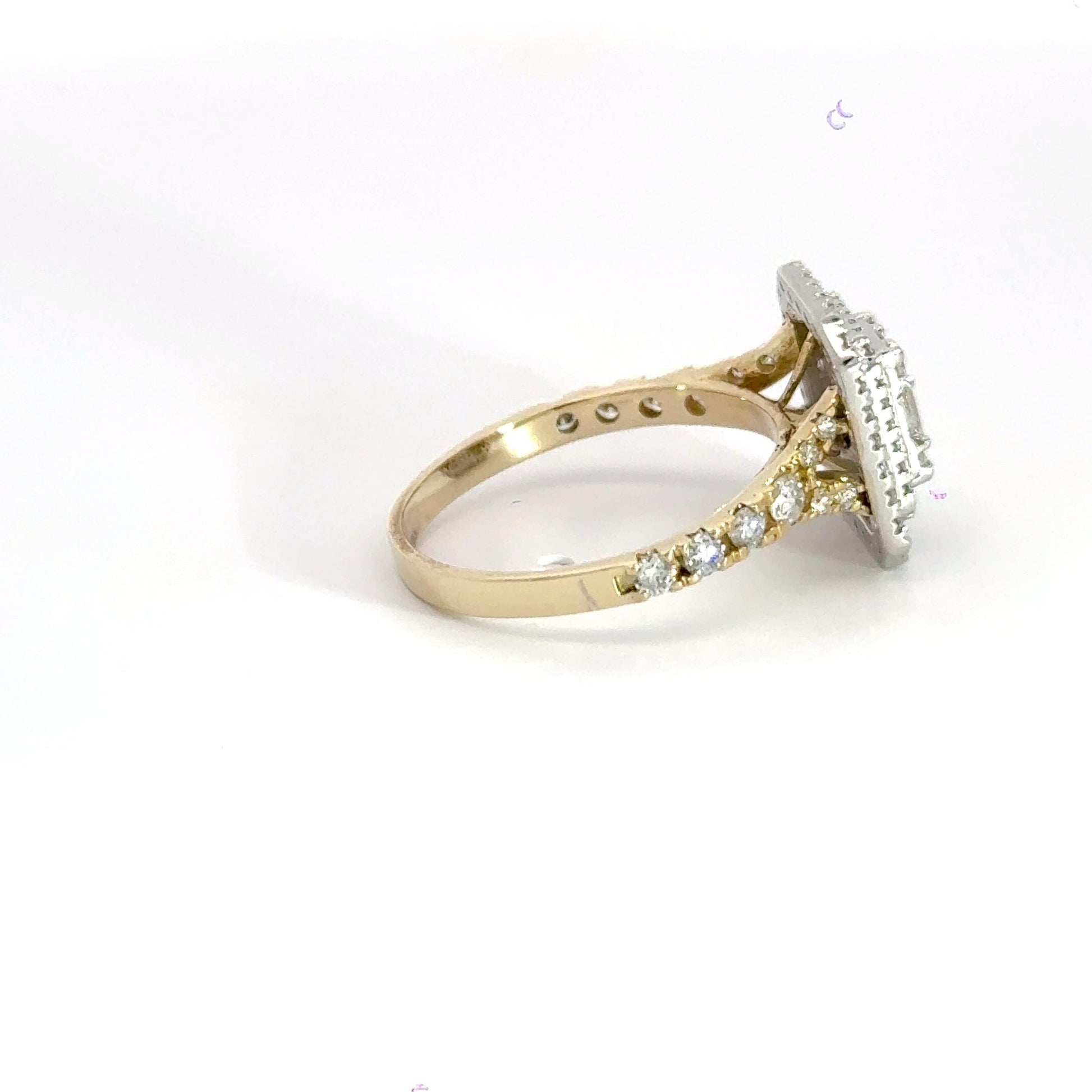 9CT Yellow Gold Halo Rectangle Baguette Diamond Ring Aces Jewellers