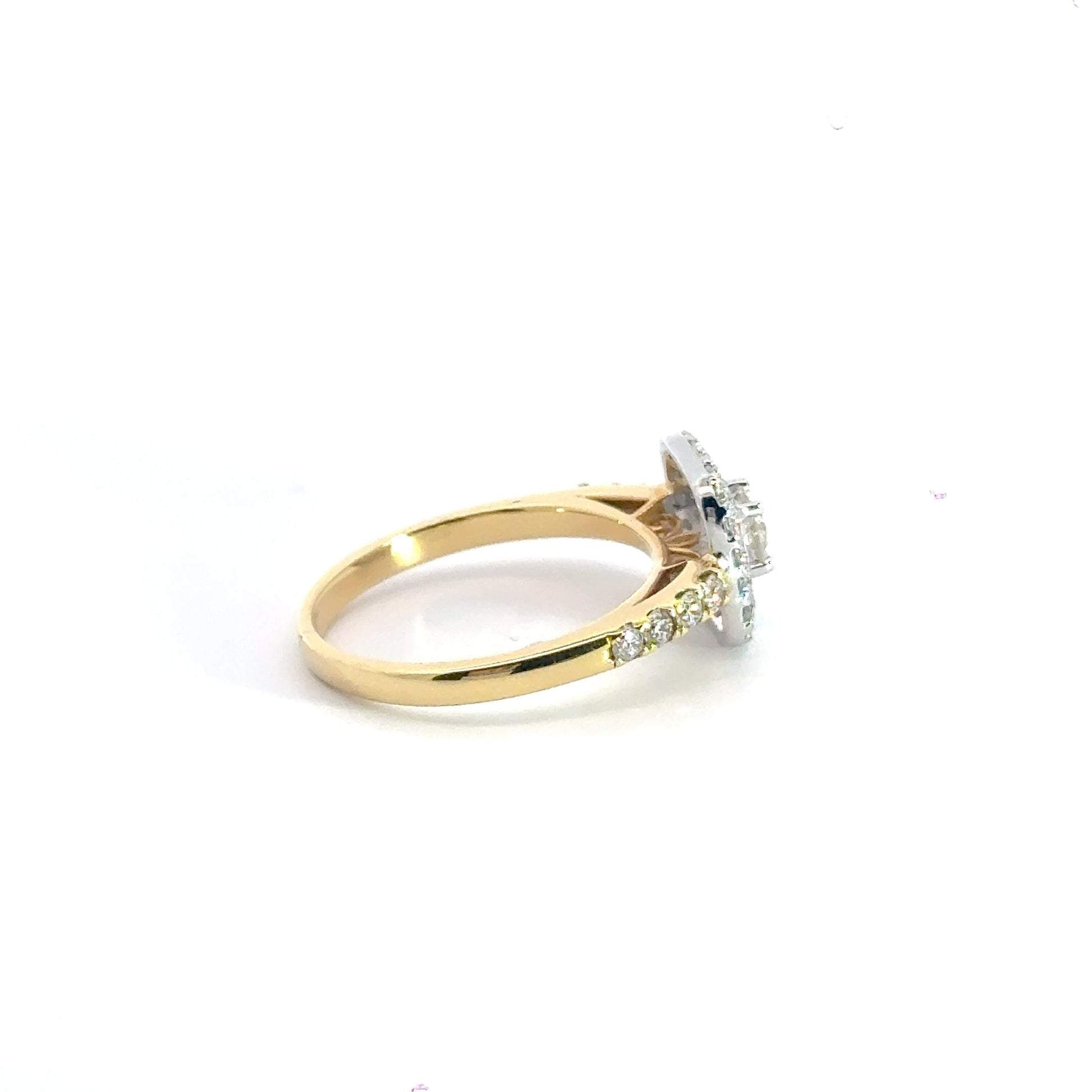 18CT Yellow Gold Square Diamond Double Halo Ring Aces Jewellers