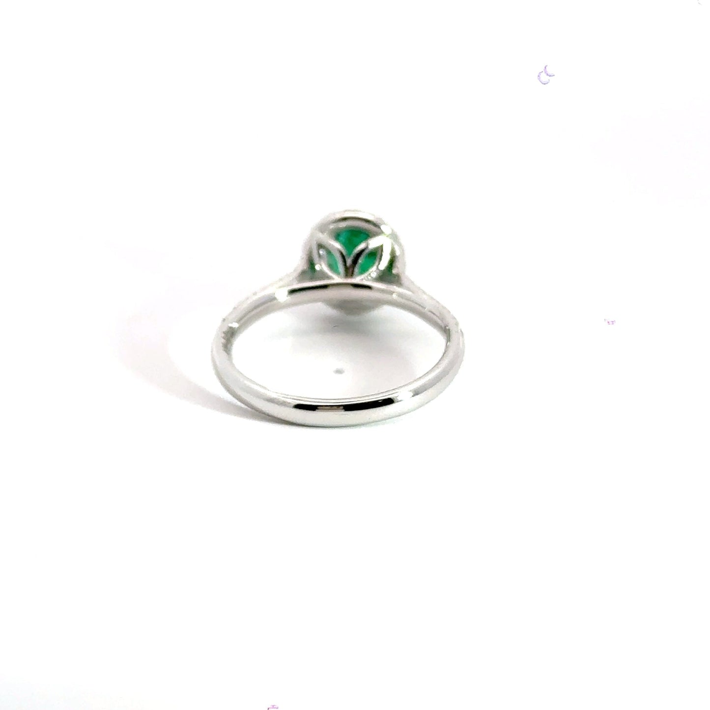 Platinum Columbian Emerald Diamond Halo Ring Aces Jewellers