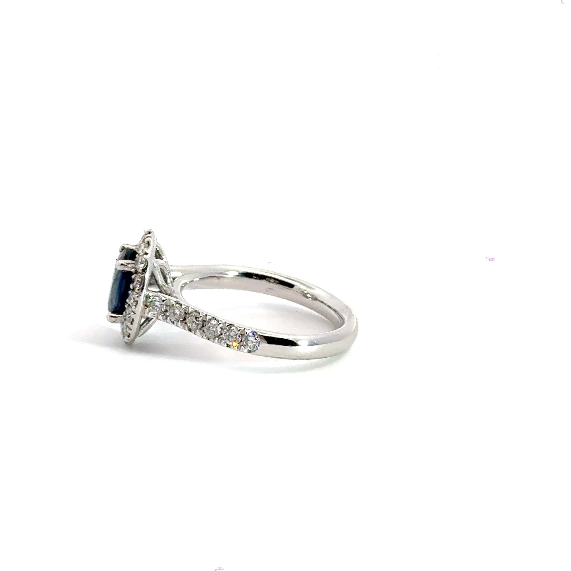 Platinum 2.00CT Sapphire 1.00CT Diamond Halo Ring Aces Jewellers