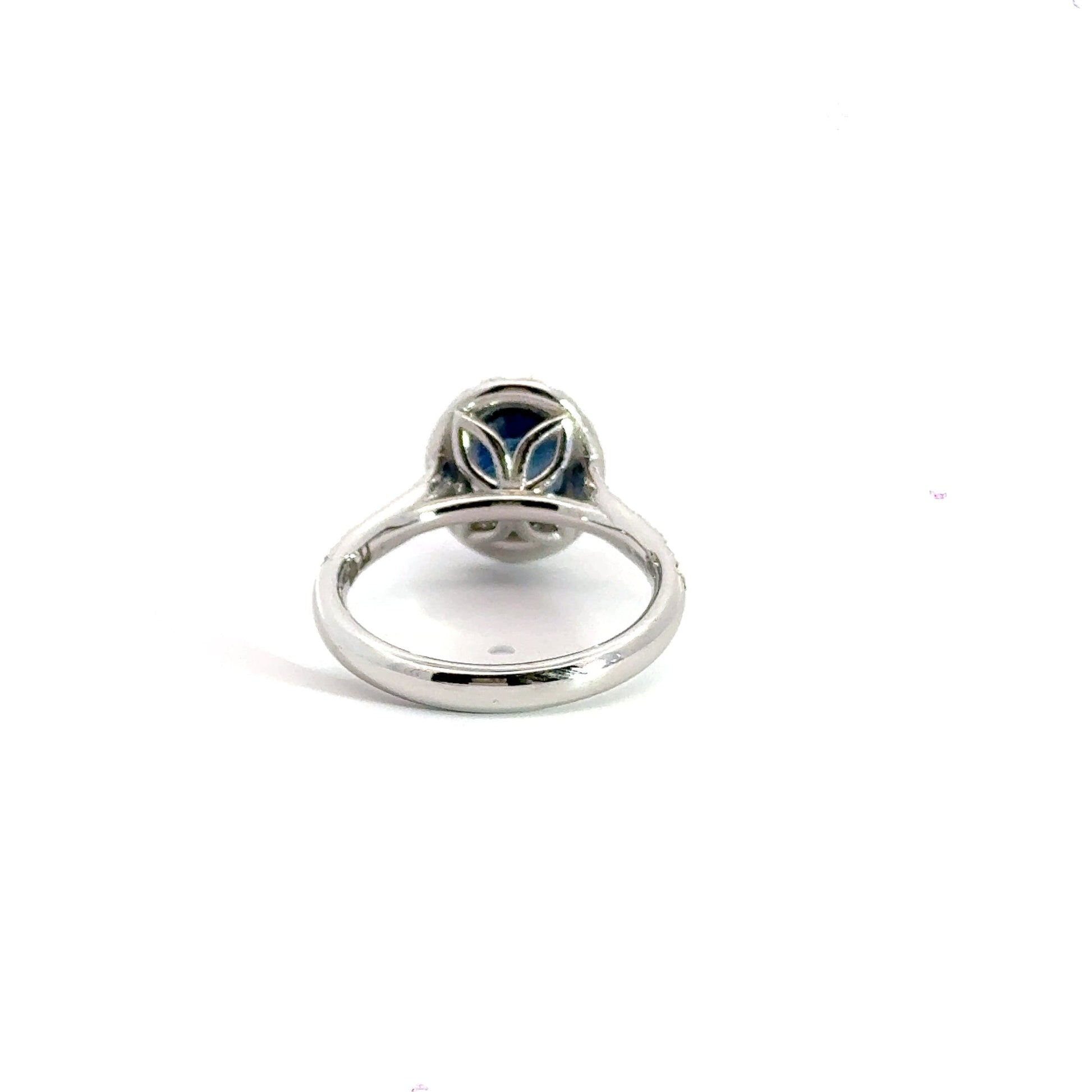 Platinum 2.00CT Sapphire 1.00CT Diamond Halo Ring Aces Jewellers