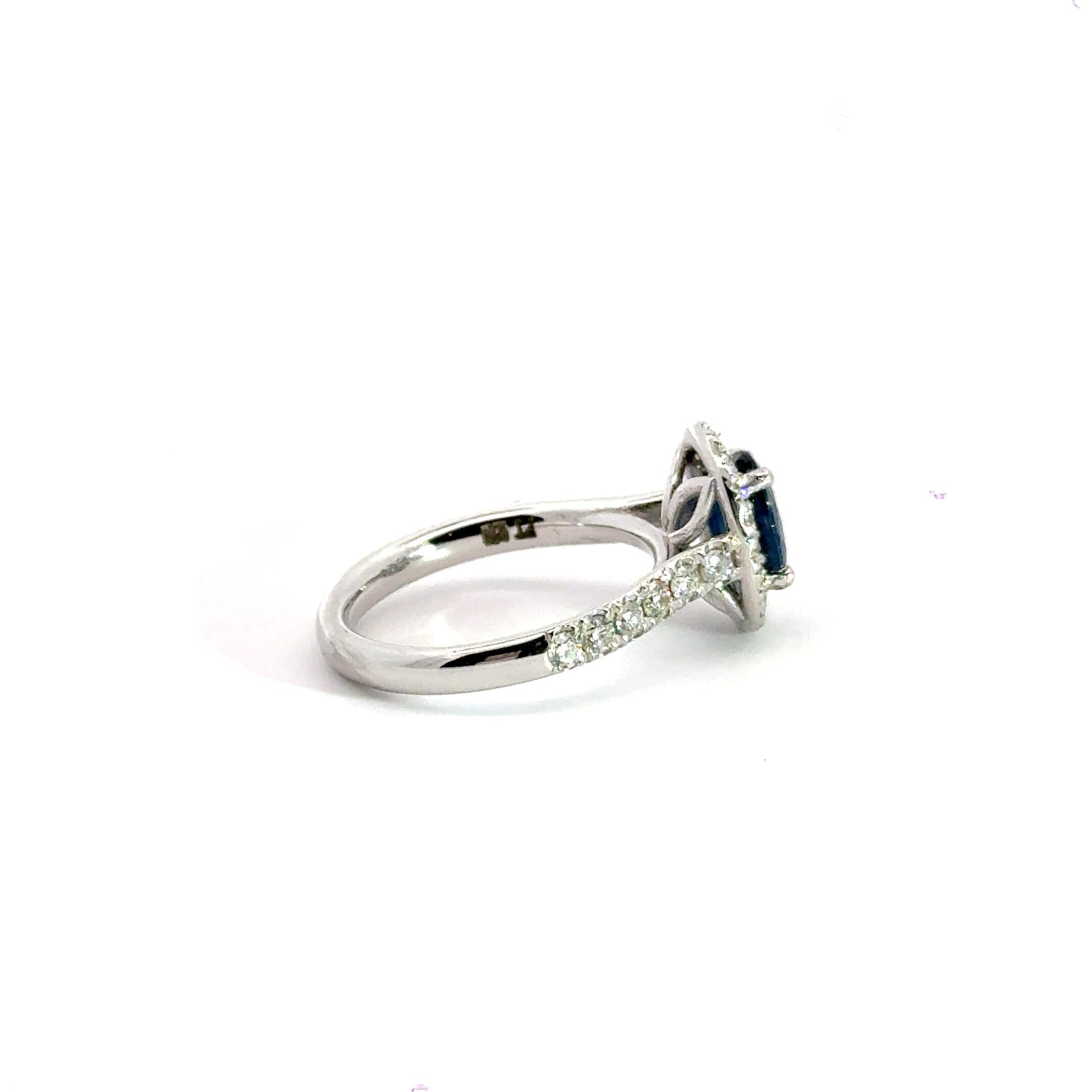 Platinum 2.00CT Sapphire 1.00CT Diamond Halo Ring Aces Jewellers