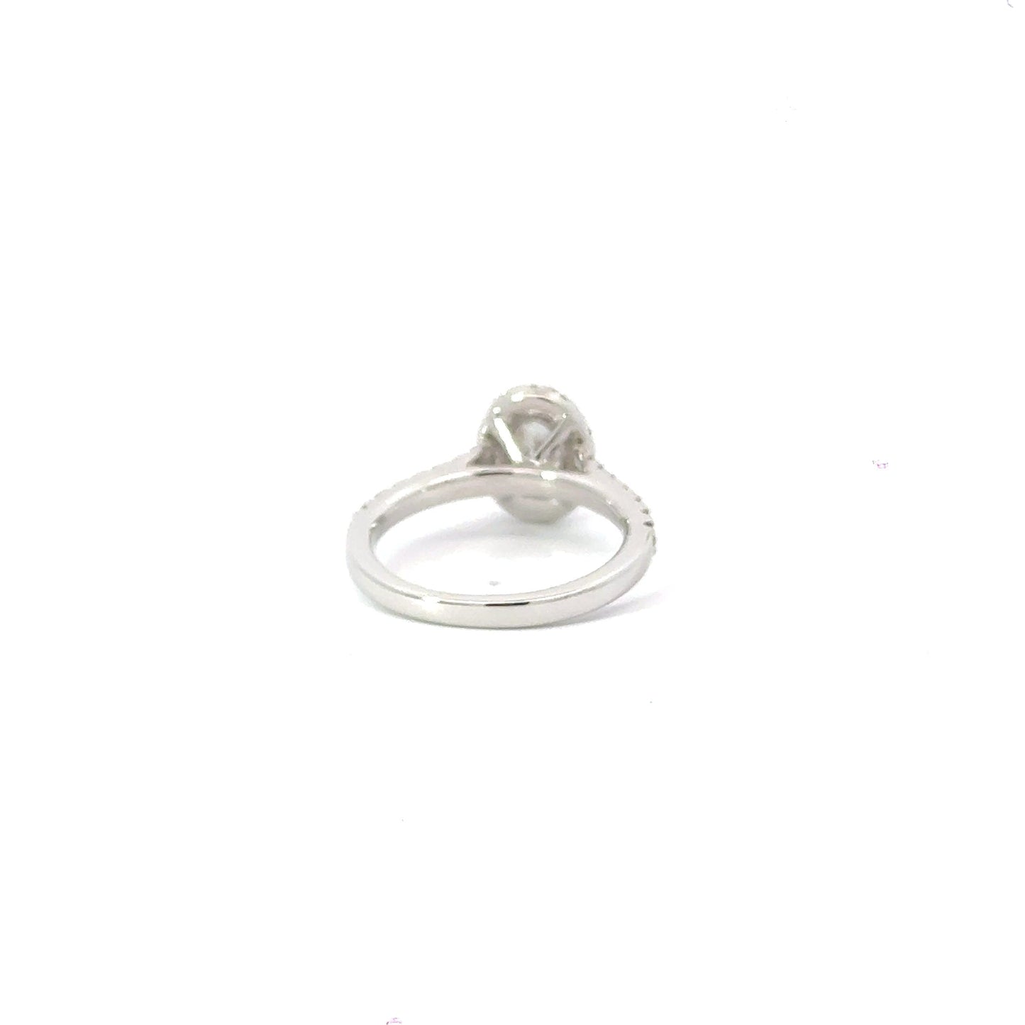 18CT White Gold Oval Halo Diamond Ring Aces Jewellers