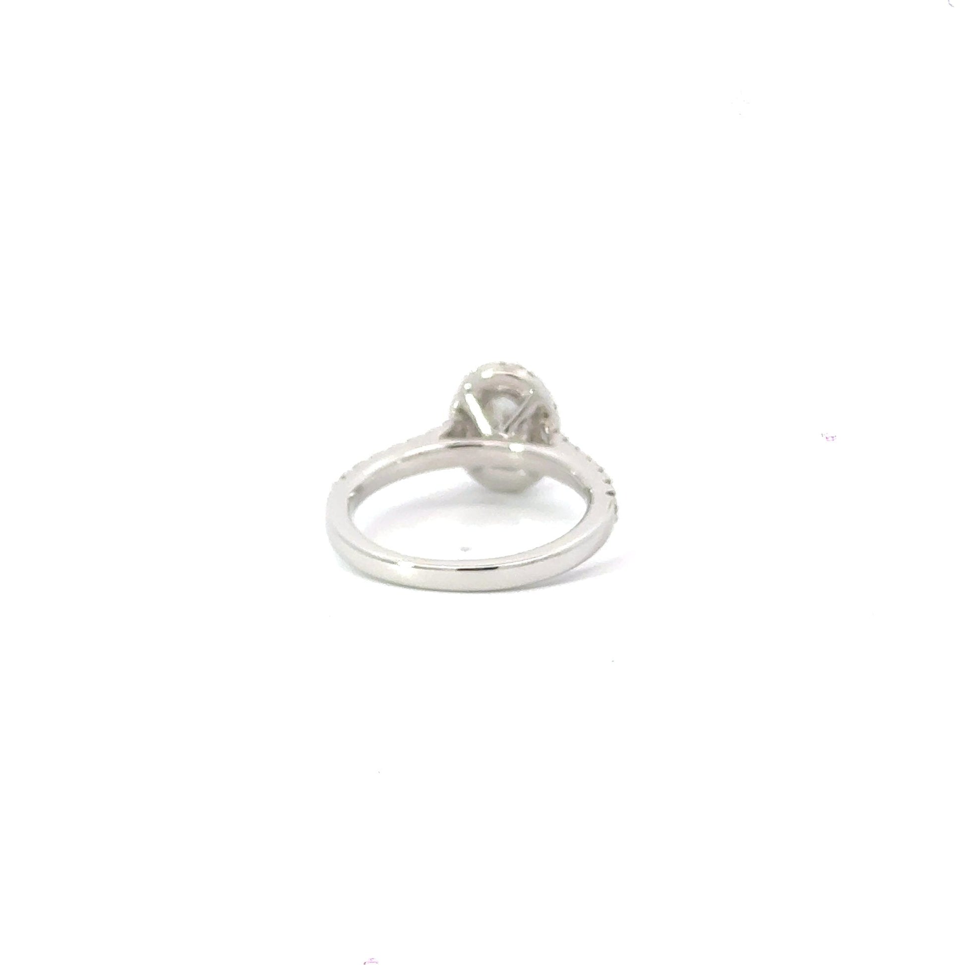 18CT White Gold Oval Halo Diamond Ring Aces Jewellers