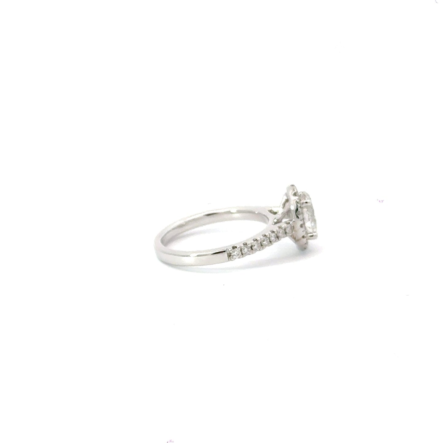 18CT White Gold Oval Halo Diamond Ring Aces Jewellers