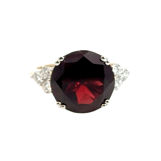 9CT Yellow Gold Round 6.00CT Garnet Ring Aces Jewellers