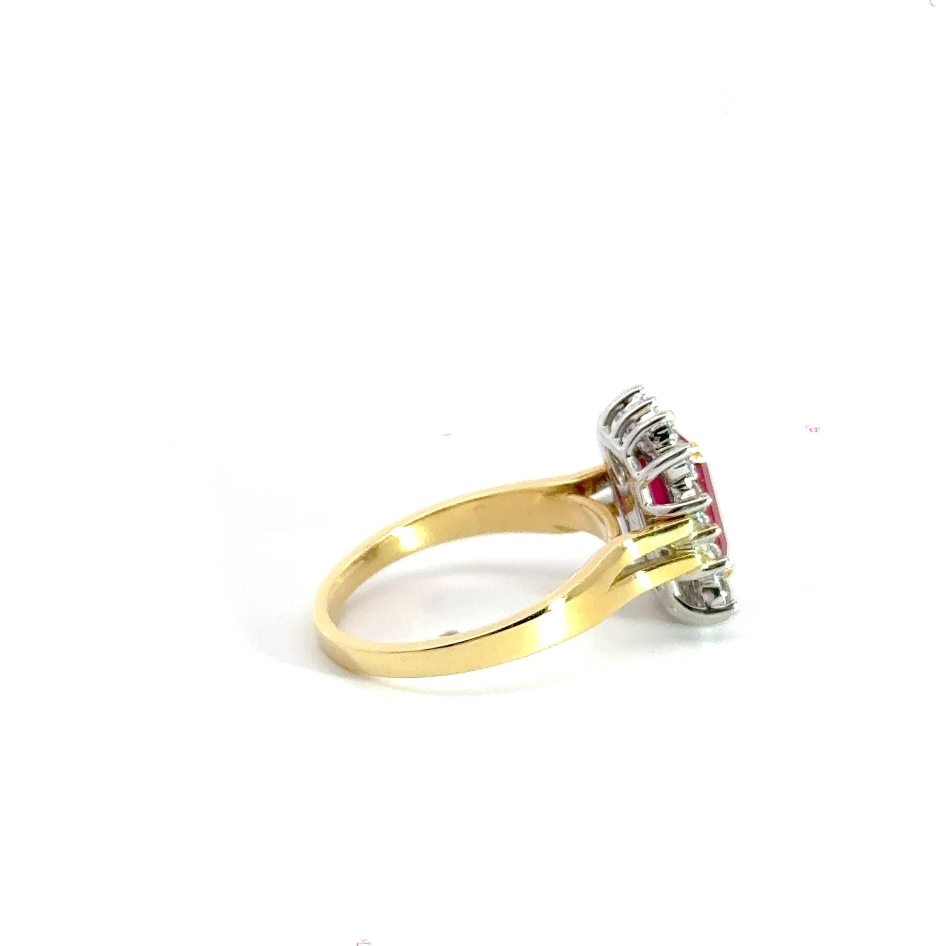 18CT Yellow Gold Baguette 2.00CT Ruby & 0.80CT Diamond Cluster Aces Jewellers