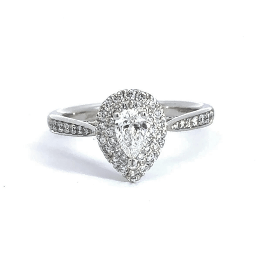 18CT White Gold Teardrop Diamond Ring Aces Jewellers