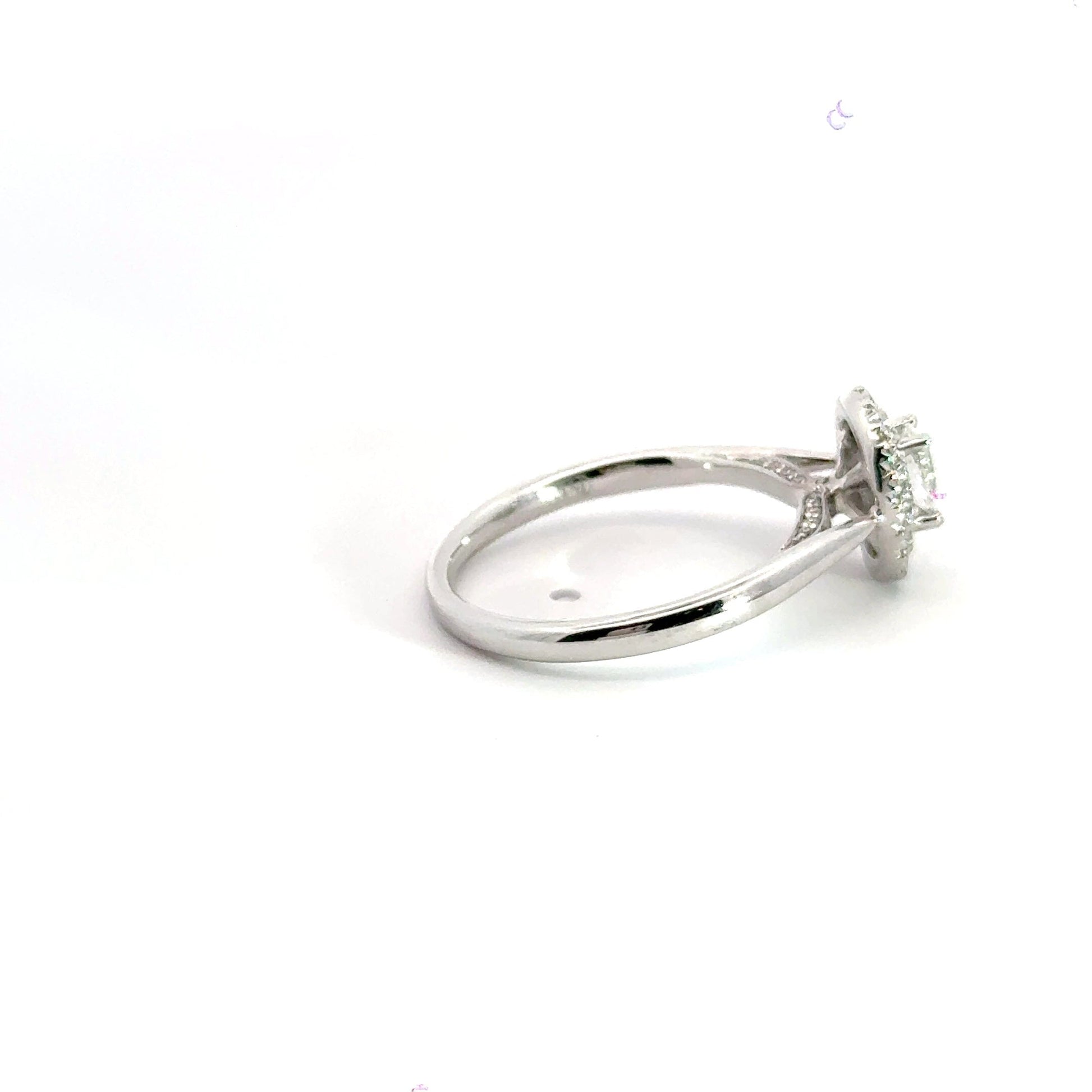 18CT White Gold Diamond Oval Halo Ring Aces Jewellers