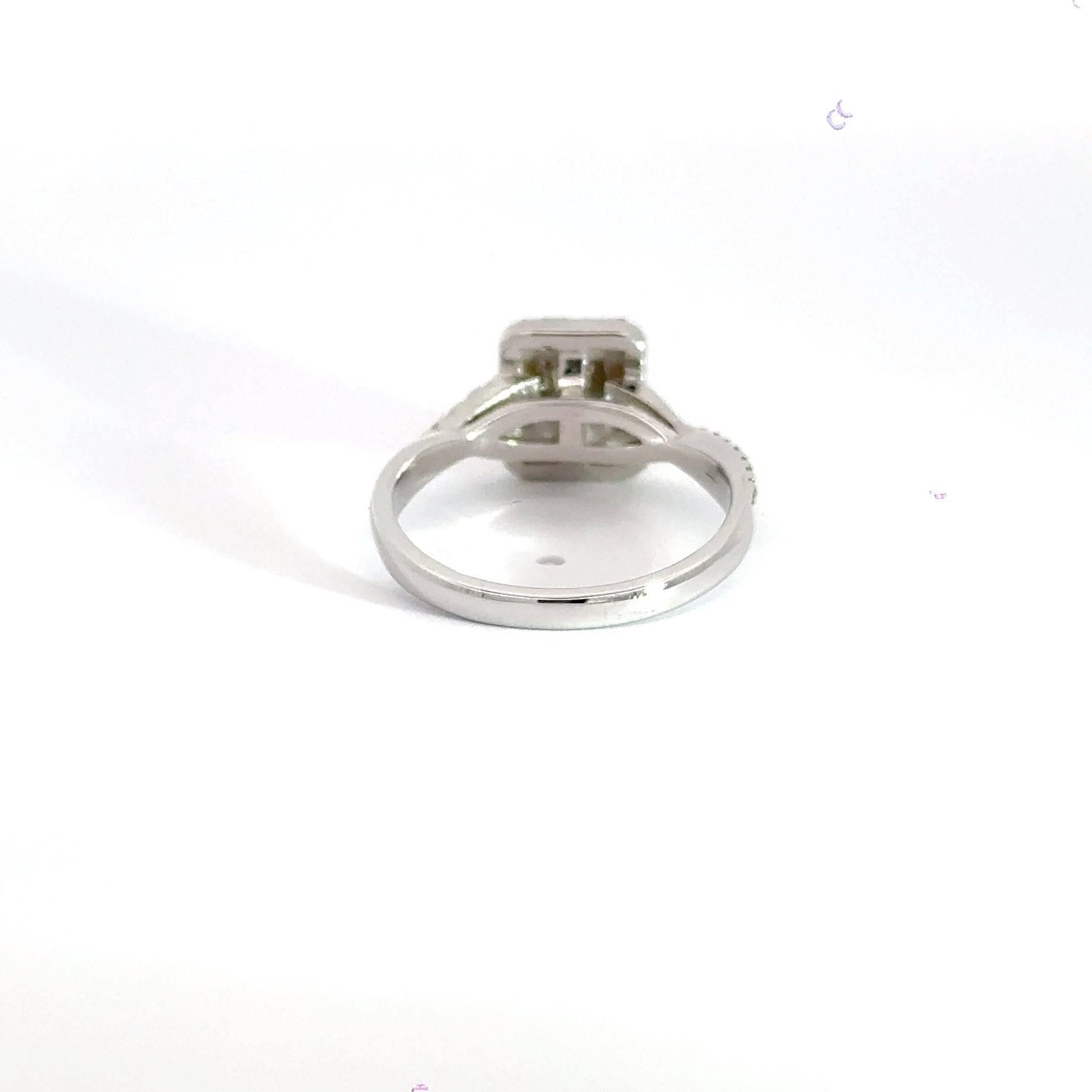 18CT White Gold Baguette Centre Halo Diamond Ring Aces Jewellers