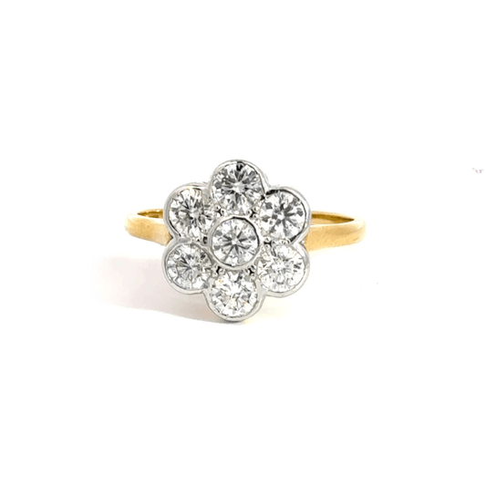 18CT Gold Flower Cluster Diamond Ring Aces Jewellers