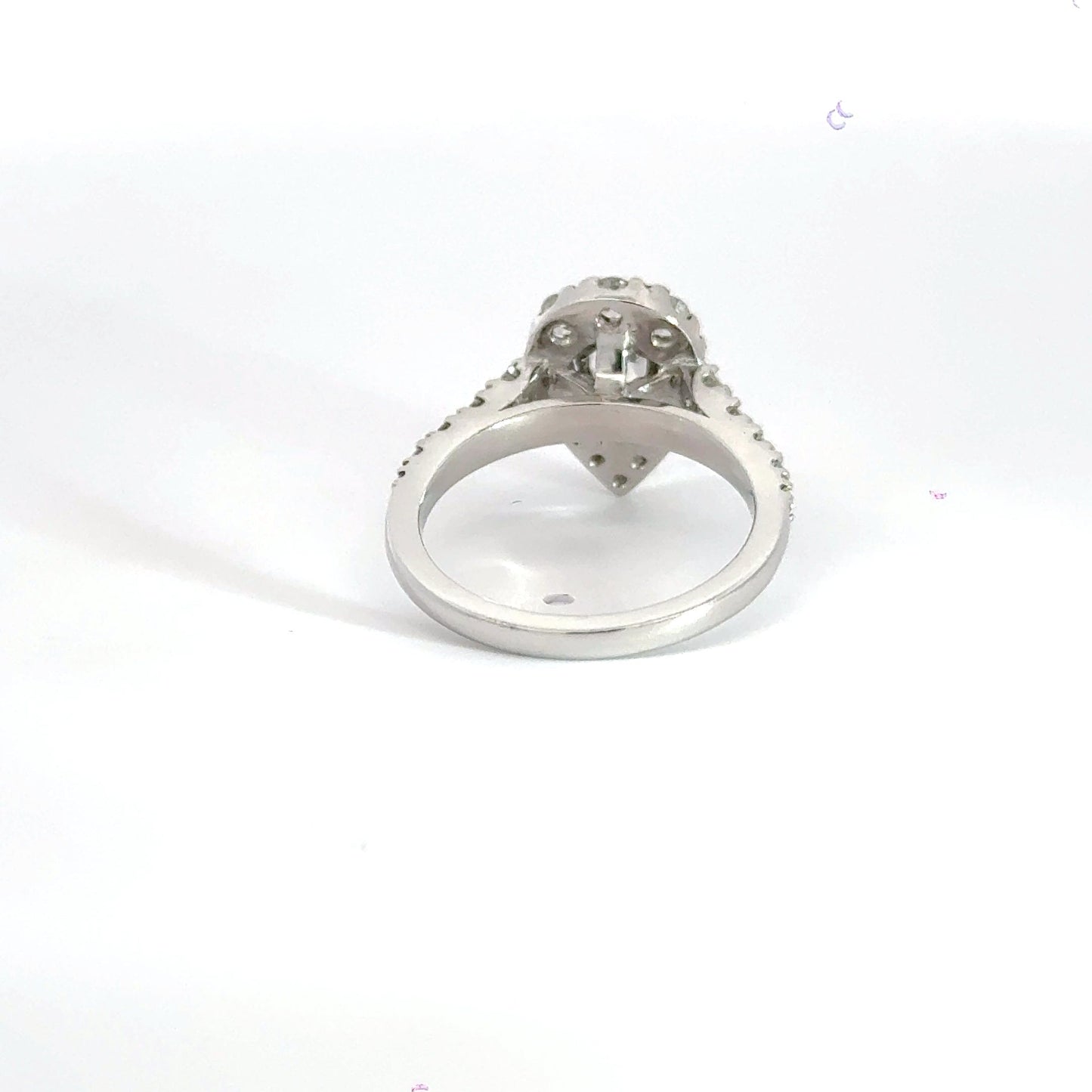 Platinum Teardrop Diamond Claw Set Diamond Halo Ring Aces Jewellers