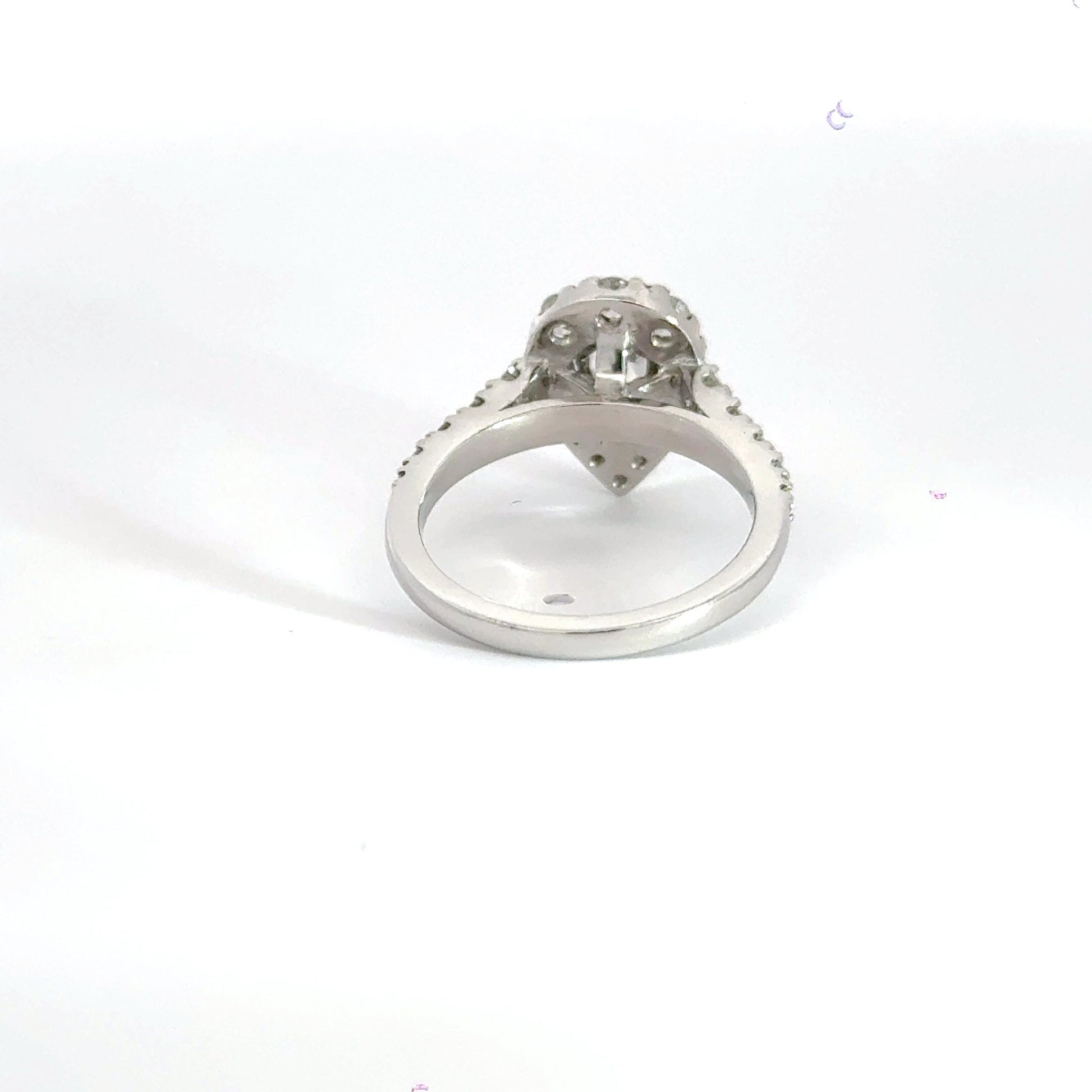 Platinum Teardrop Diamond Claw Set Diamond Halo Ring Aces Jewellers
