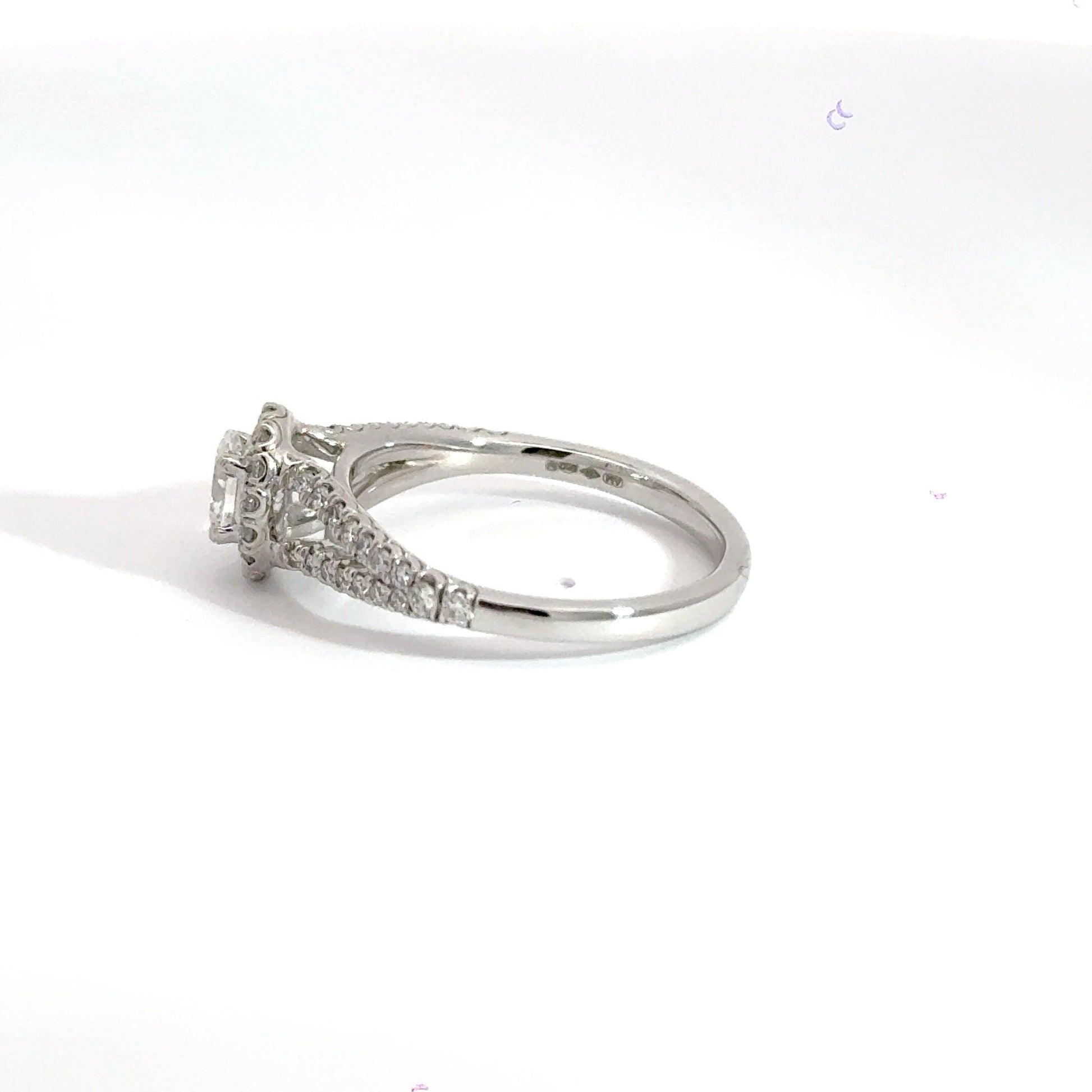 Platinum Ring Split Halo Oval Diamond Ring Aces Jewellers