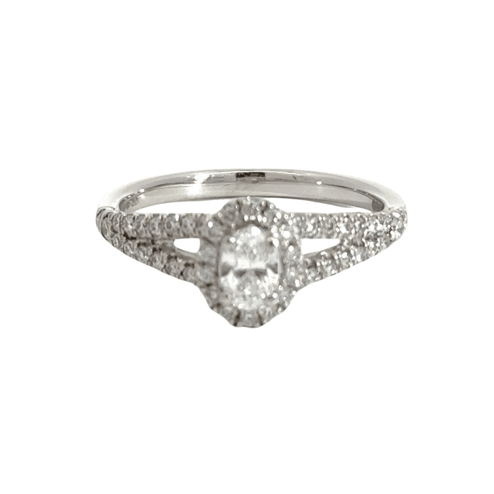 Platinum Ring Split Halo Oval Diamond Ring Aces Jewellers