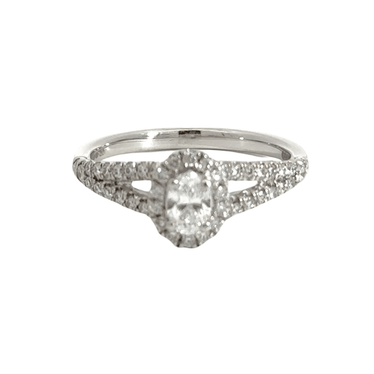 Platinum Ring Split Halo Oval Diamond Ring Aces Jewellers