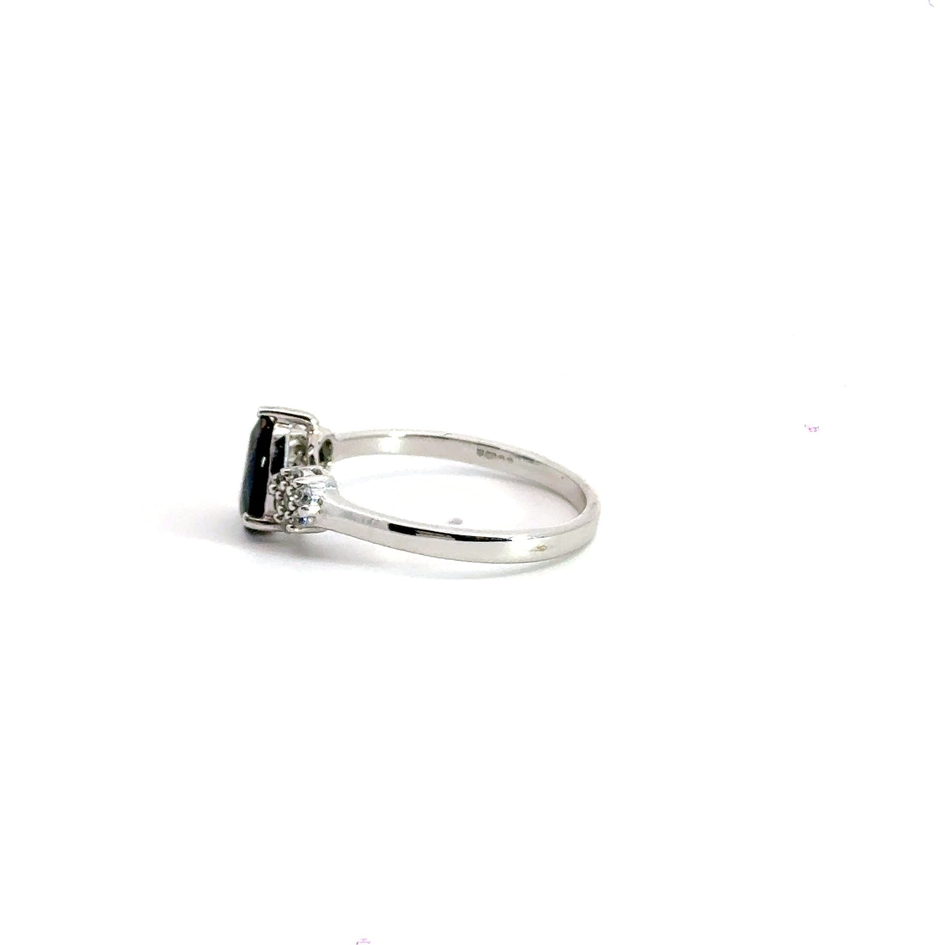 9CT White Gold Diamond Sapphire Ring Aces Jewellers
