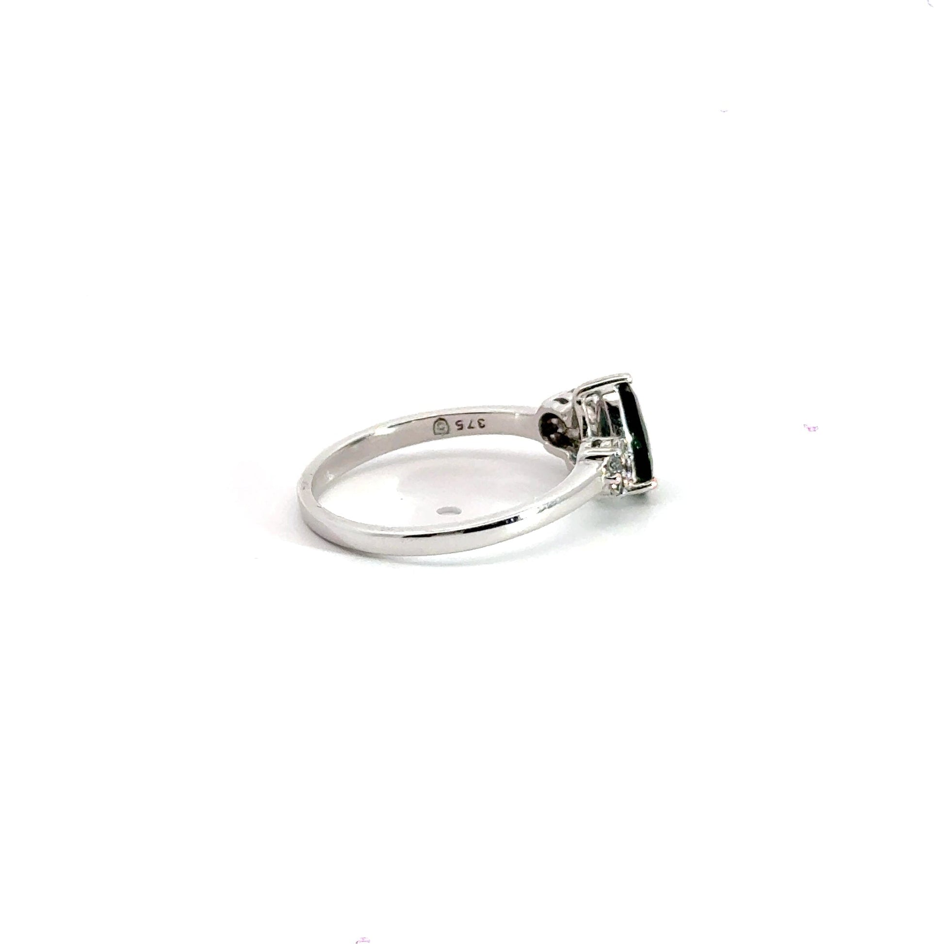 9CT White Gold Diamond Sapphire Ring Aces Jewellers