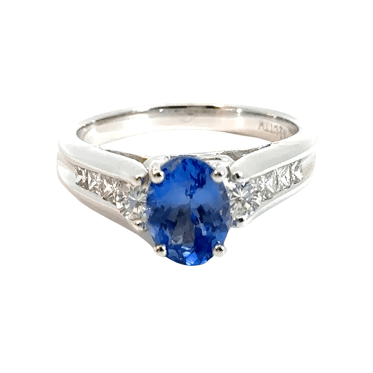 18CT White Gold Diamond & Tanzanite Ring Aces Jewellers